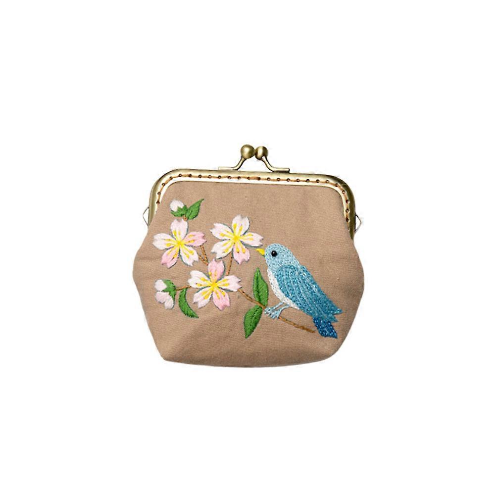 Handmade Embroidery Starter Kit with Lock Coin Purse, Clutch Bag, Wool Needle Tools, Accessories, and Patterned Washable Cloth for Beginners – DIY