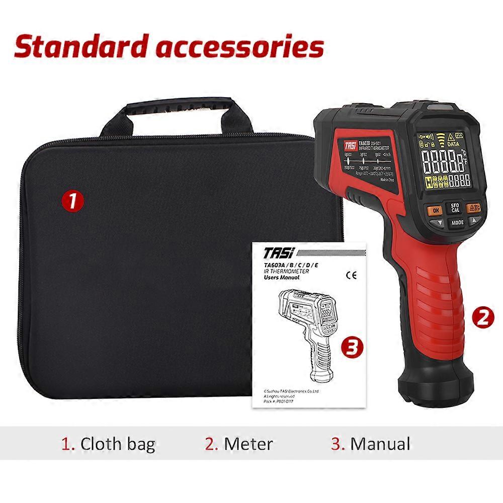 TASI Laser Infrared Thermometer Non-Contact Digital Temperature Machine -32℃~1380℃ (-26℉~2516℉) IR Thermometer with Color Screen and Adjustable Emiss