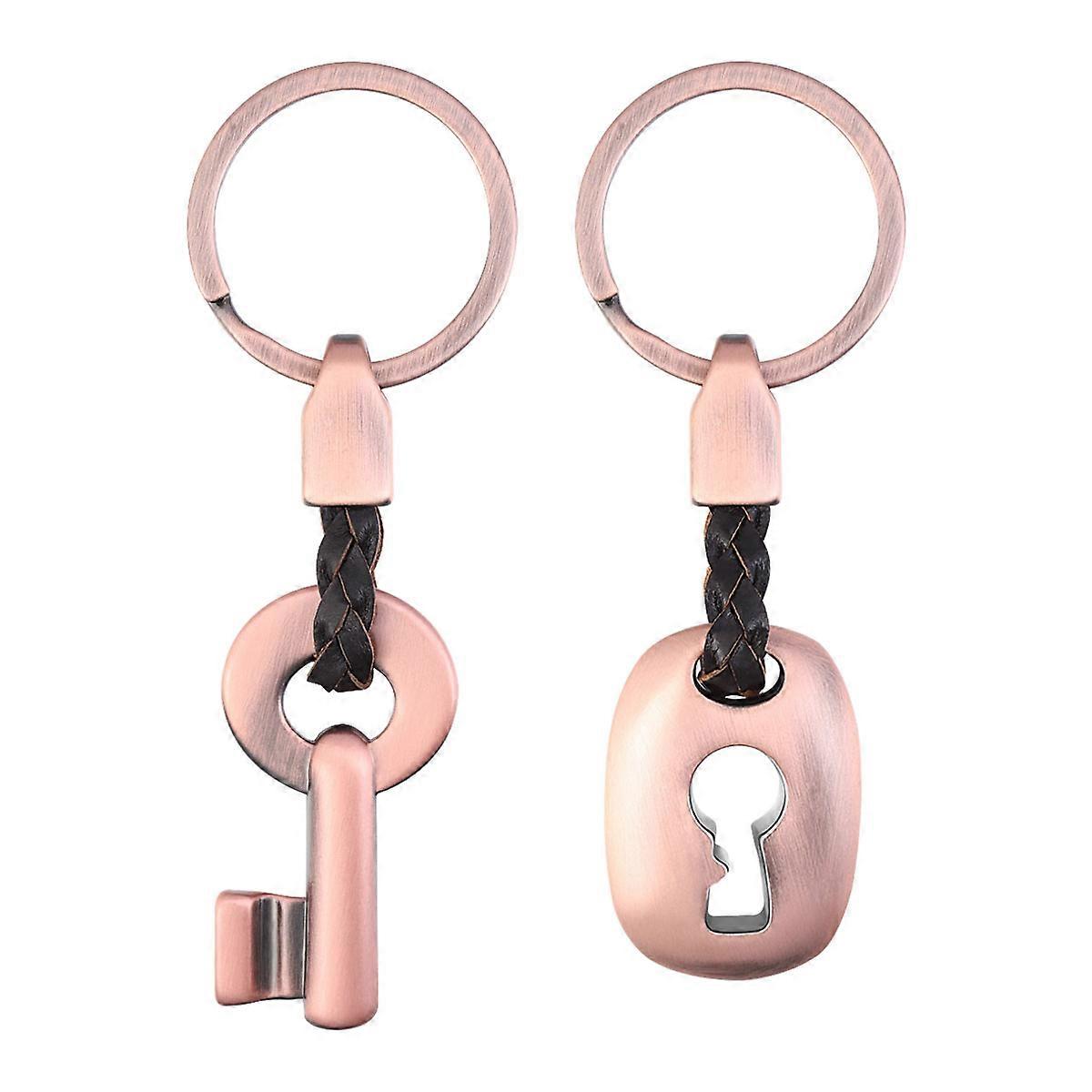 Creative Key Lock Couple Keychain for Decoration Use 2Pcs Rose