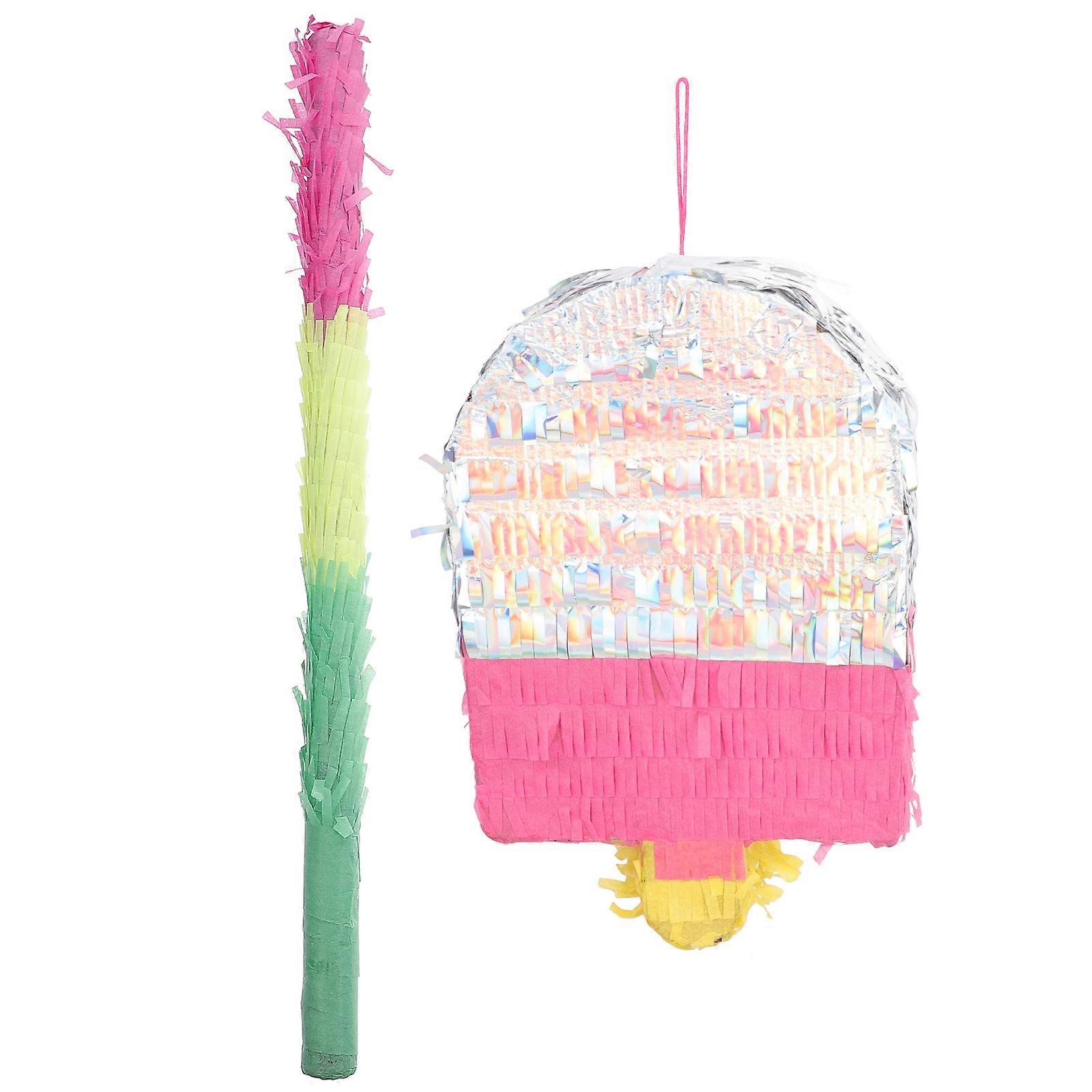 Event Pinata Decor Popsicle Shaped Paper Pinata For Carnivals Festivals Multi 50cm Candy Dispenser 1 Set