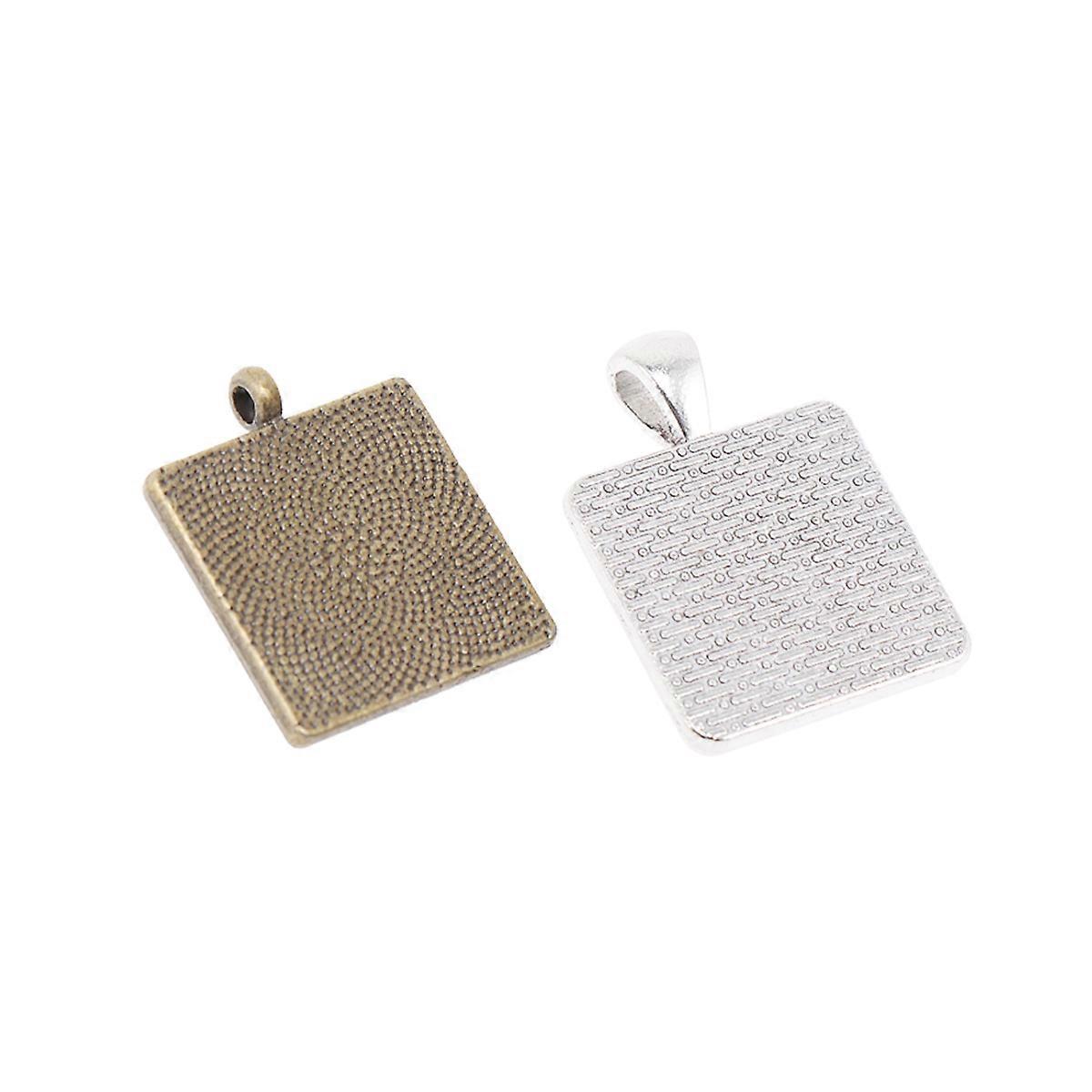 Pendant Trays Square Bezel Dome Tiles Retro Settings for Crafting DIY Jewelry Making Assorted Color 2x2cm 18 Sets