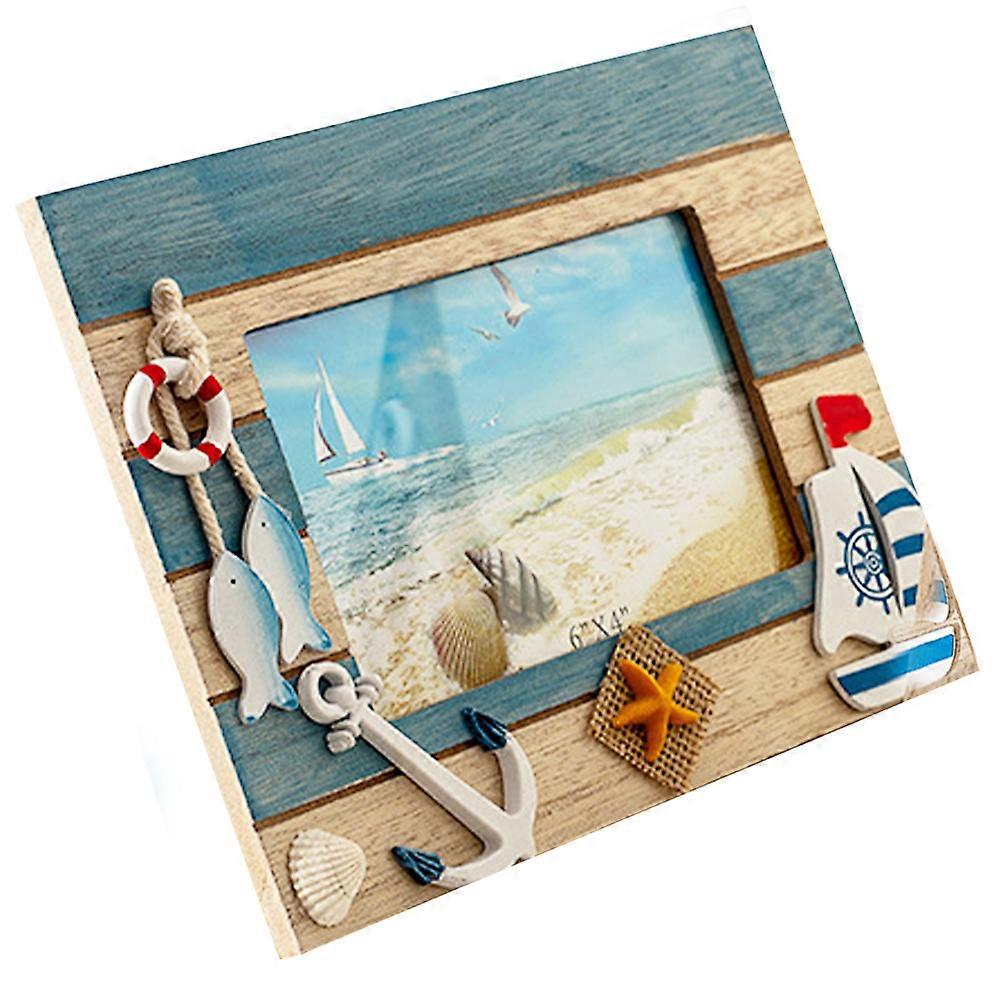 Wooden Photo Display Frame Elegant Nautical Style Desktop Decoration 1Set