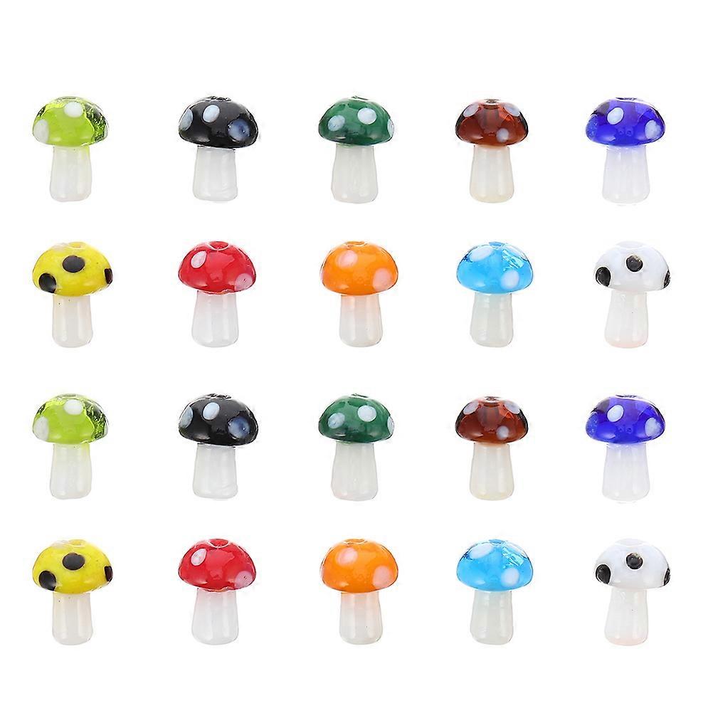 Glass Mushroom Shape Pendants for Jewelry Making Assorted Color Small and 20pcs