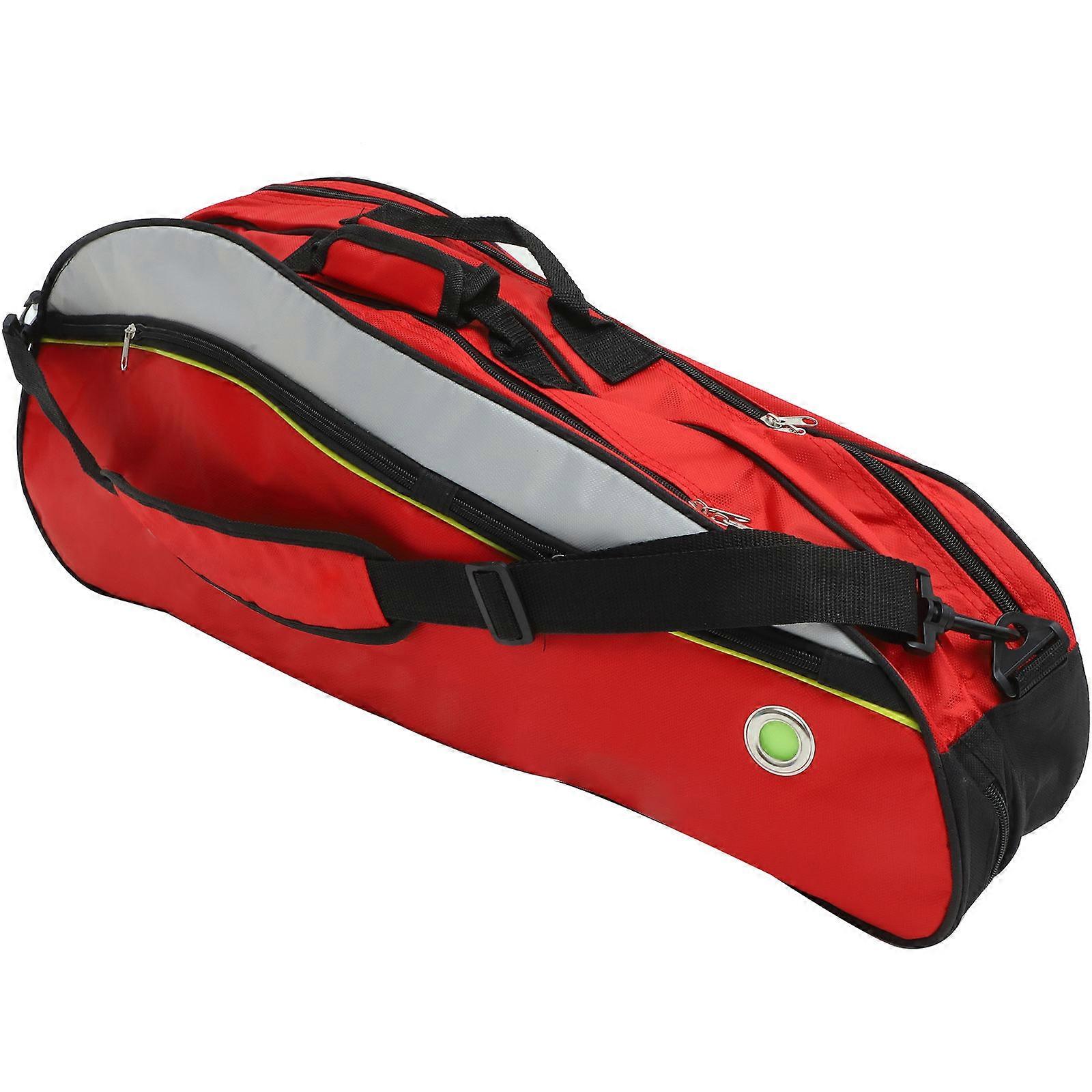 Badminton Racket Bag Waterproof Storage Sport Equipment Transport Rectangular Dark Red 72X30CM Multi-layered Structure 1Set