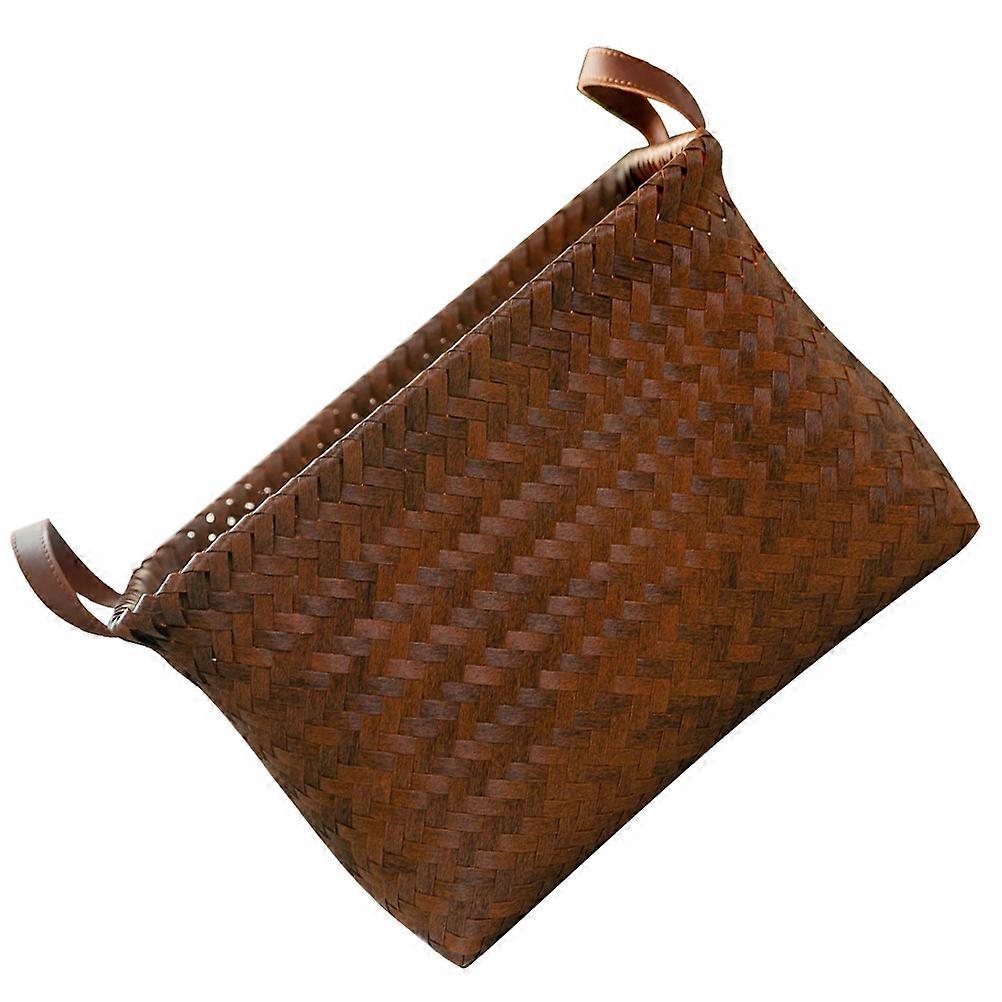 Tabletop Basket Office Organizer Rectangular Modern Design Coffee 38X26X20CM 1Set
