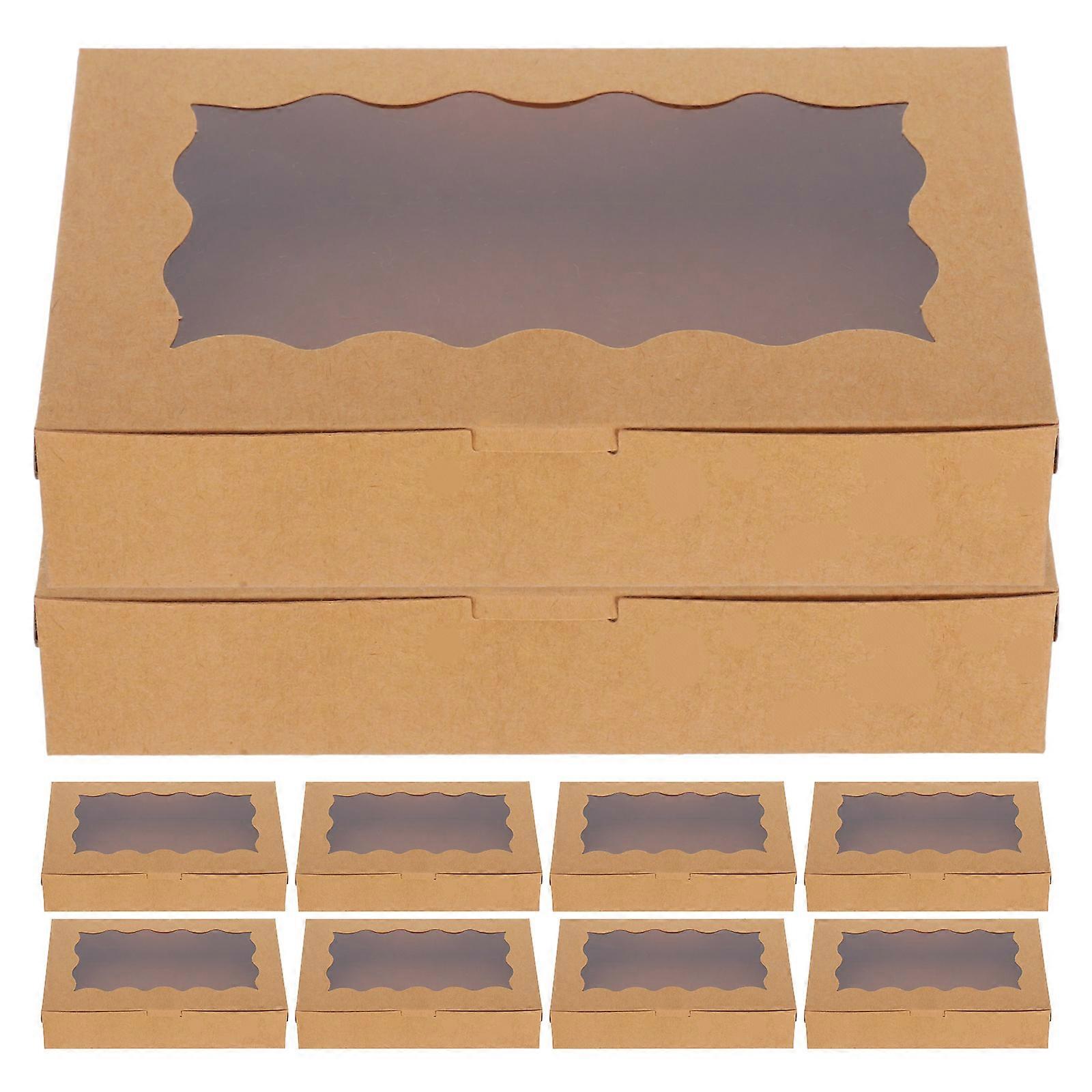 12pcs Pastry Boxes With Window Food Packaging Cookie Boxes Small Bakery Boxes