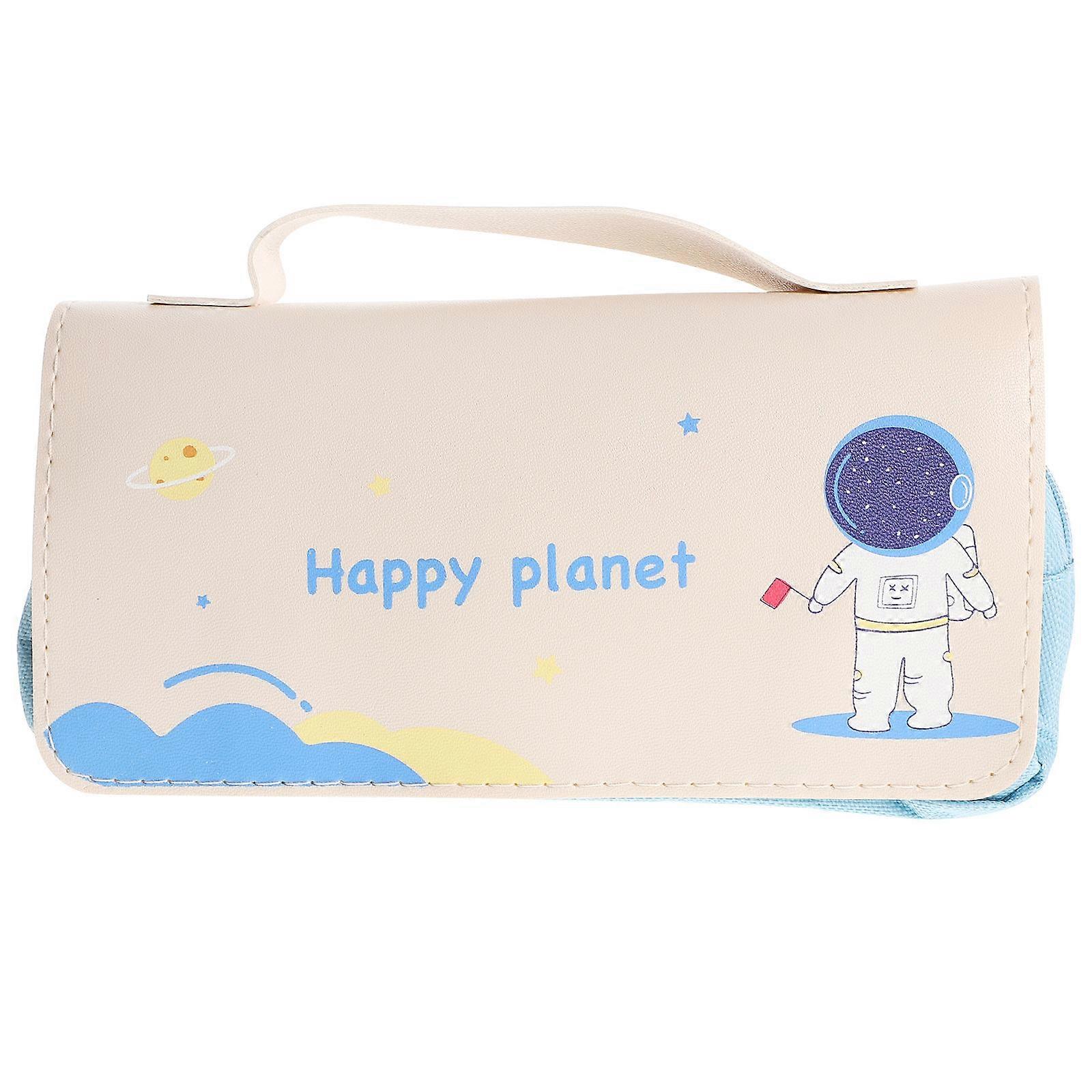 Portable Pencil Bag Pen Storage Coin Storage Rectangular Imitation Leather 1Pcs