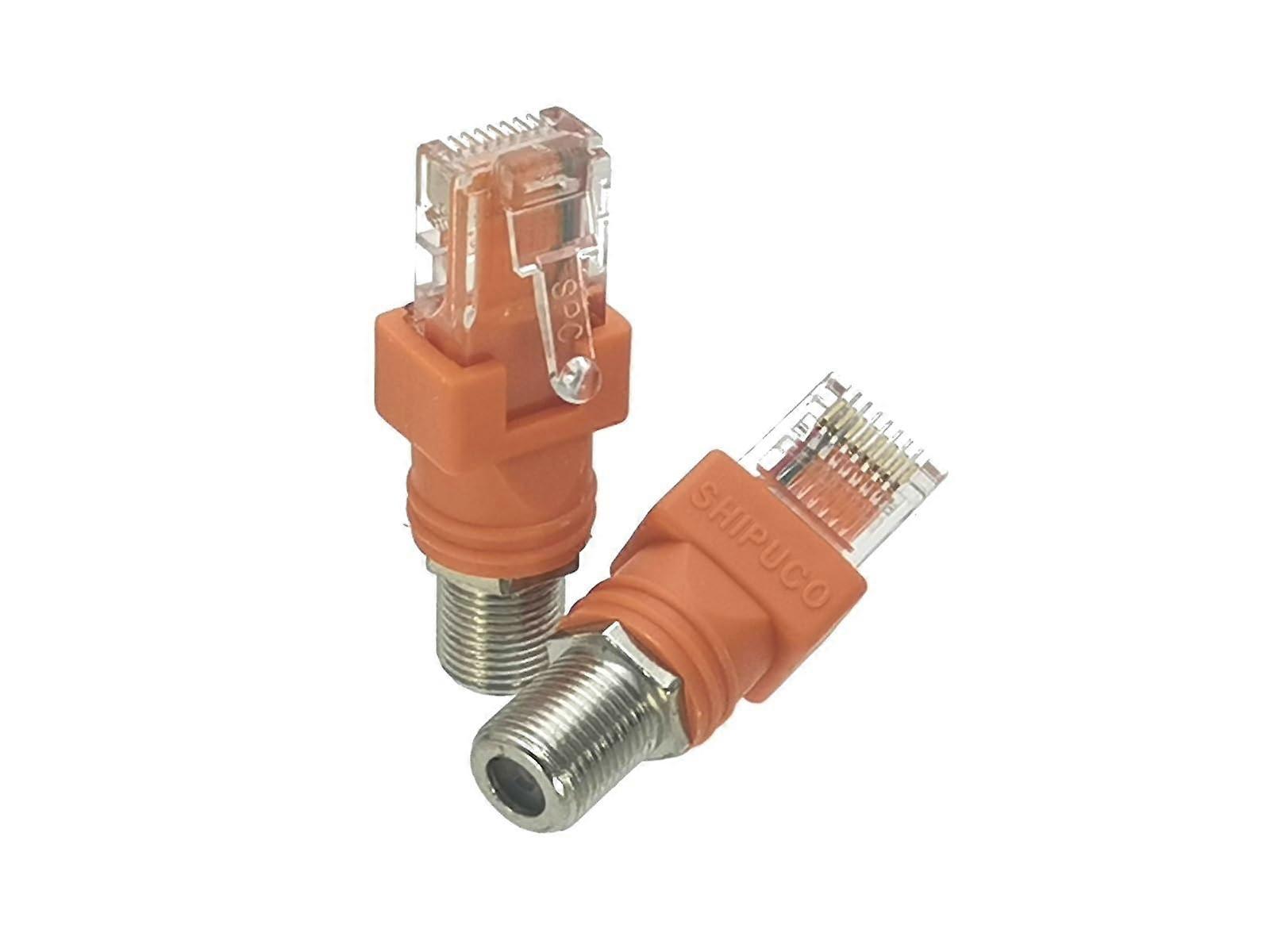 RJ45 Connector to F-Type Socket RF Adapter Coaxial Coupler, 2 Pack, for Network and TV Connection