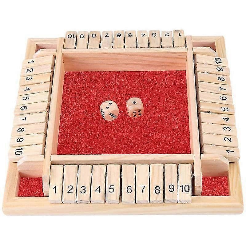 Deluxe Four Sided 10 Numbers Shut The Box Board Game Set Dice Party Club Drinking Games For Adults F