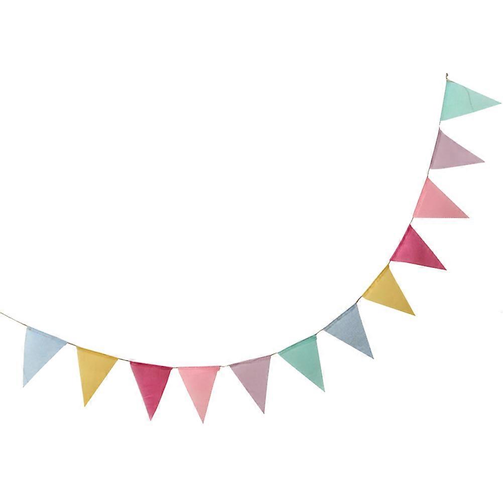 Pennant Bunting Flag Triangle Shape Home Decoration Linen Material 4M Total Length Festive Pennants 1 Set