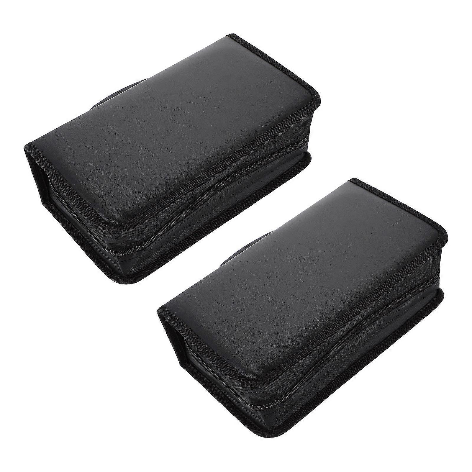 Portable Dvd/Cd Storage Bags 2Pcs 128 Capacity Discs Pu Case For Home Use Dustproof Protection