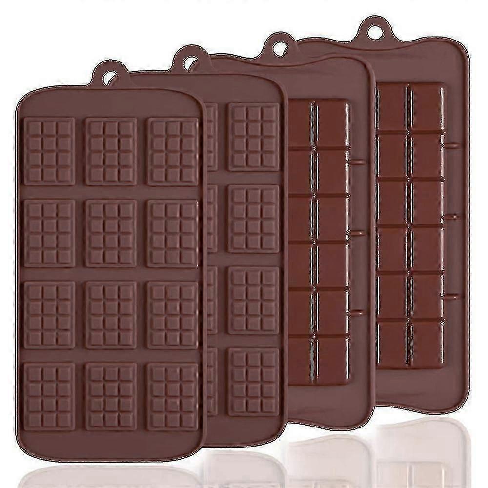 4 Pcs Silicone Chocolate Molds, 12 Grids + 24 Grids Break Apart Non-Stick Coating Candy Protein And Energy Bar Mold Baking Sheet