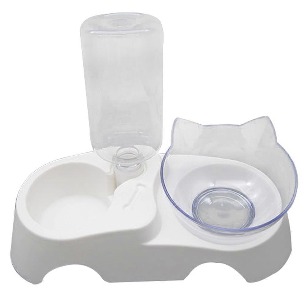 Cat Food Holder Pet Water Dispenser Comfortable Feeding Round Shape PC Material 11.8X11.0X5.9in 1 Set