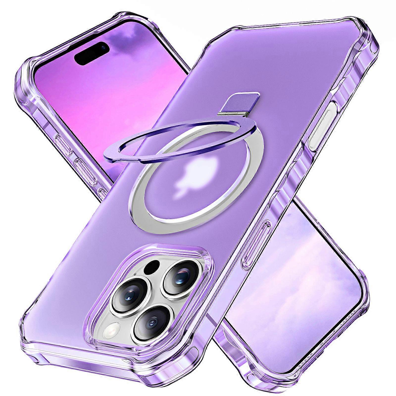 Compatible with Iphone 16 Pro Case with Magnetic Ring Stand-Purple