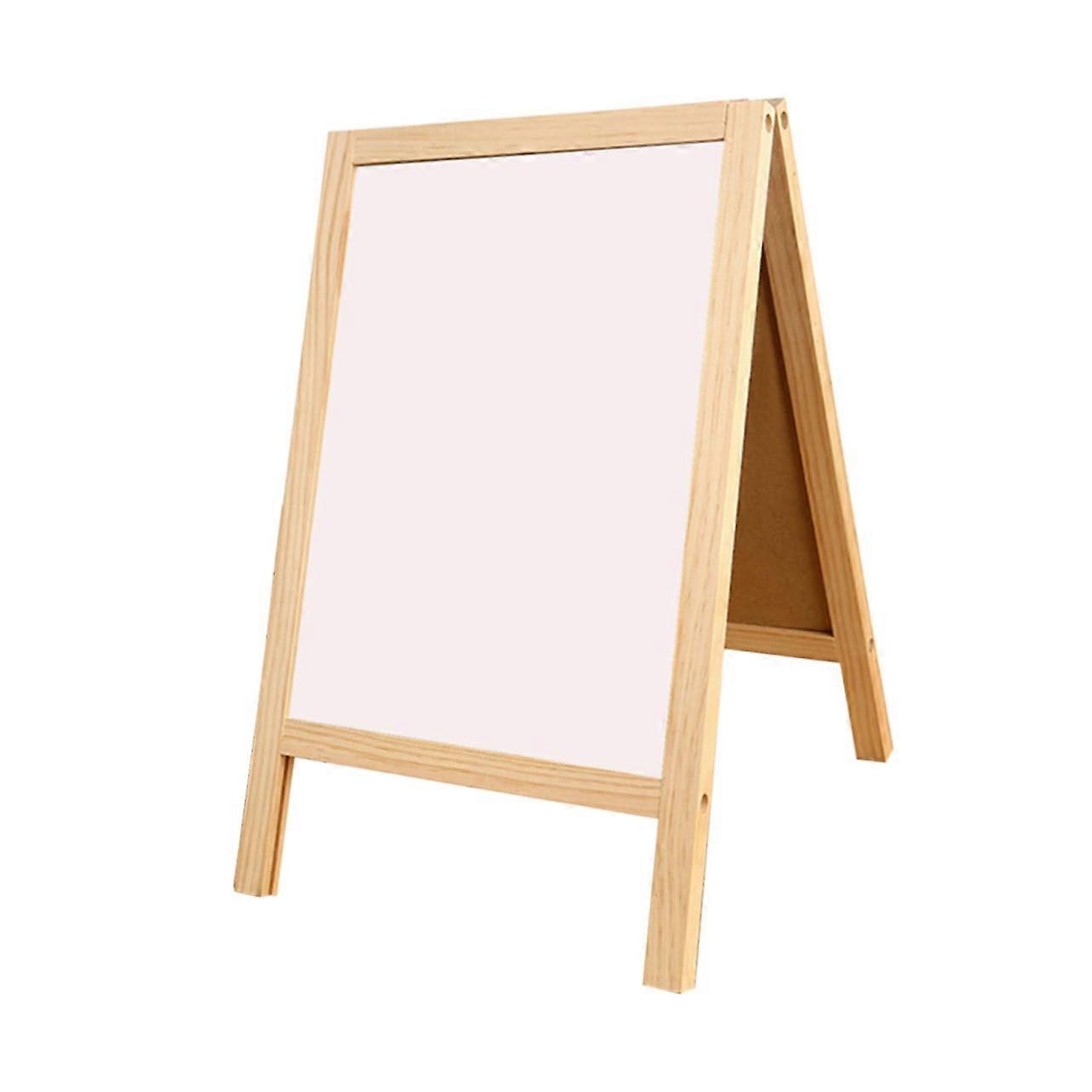 White Wooden Double-Sided Message Board with Erasable Surface for Kids, Bar, and Event Signage