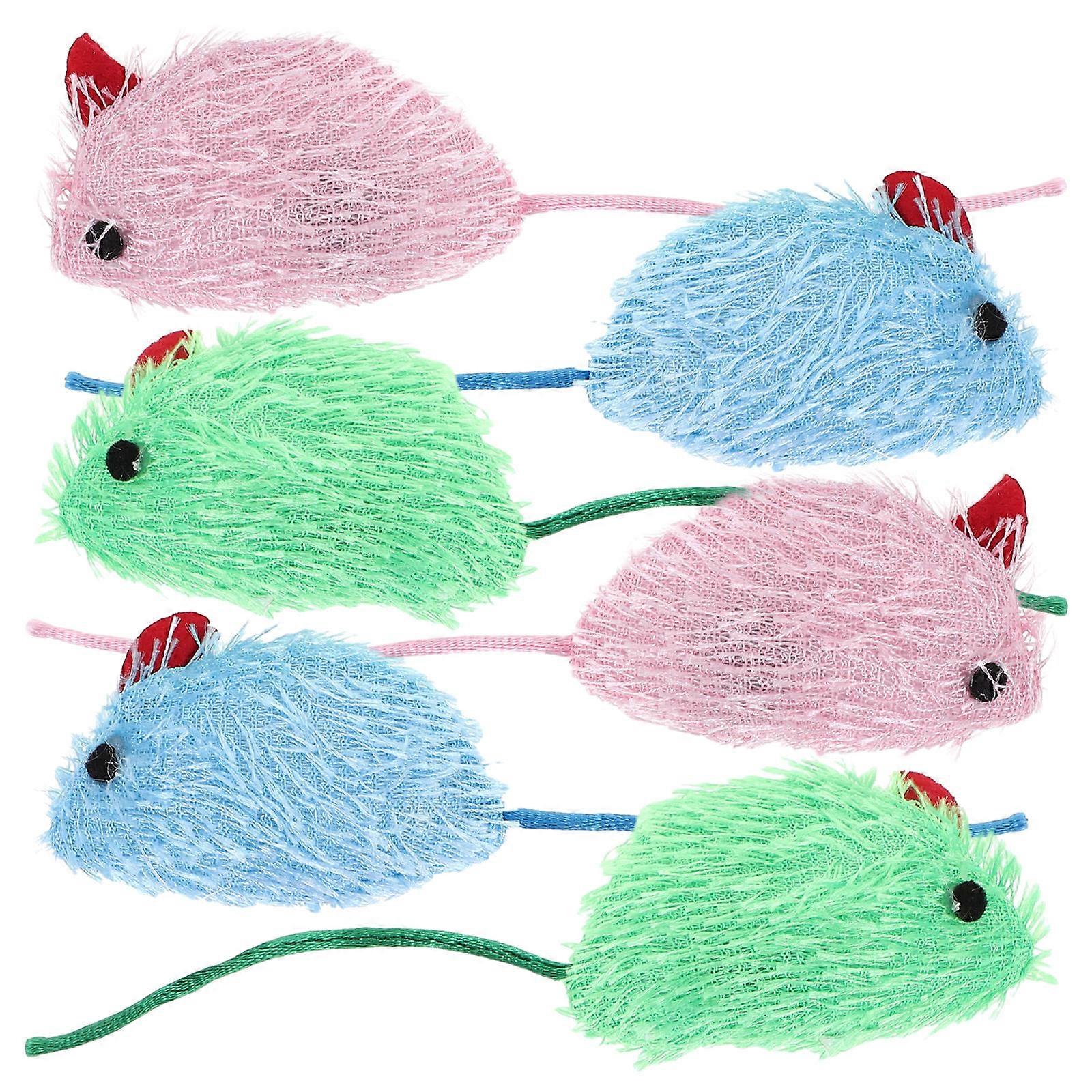 Toy Mice For Cats Plush Mouse Toy Cat Teasing Toy Interactive Cat Toy Mouse Shape Assorted Color 15.00X3.50X3.00CM 6Pcs
