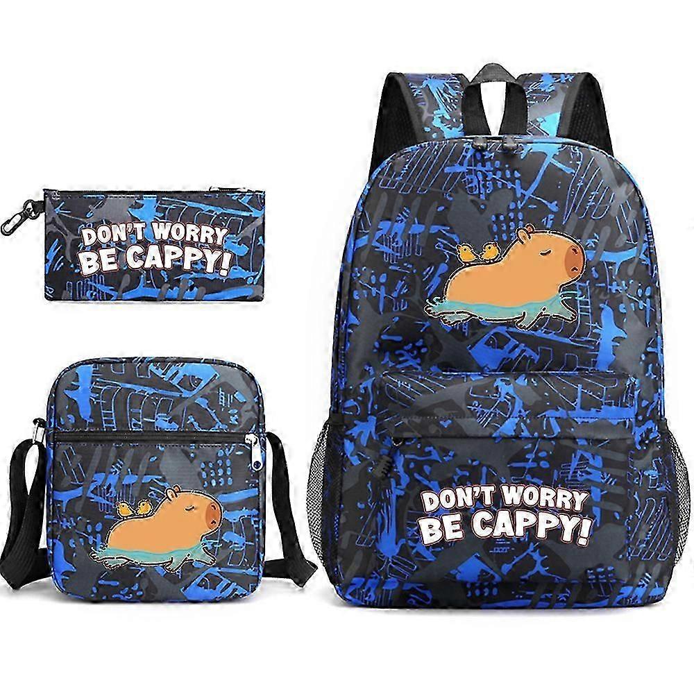 Capybara School Bag Backpack Pencil Case Shoulder Bag Three-piece Set _52