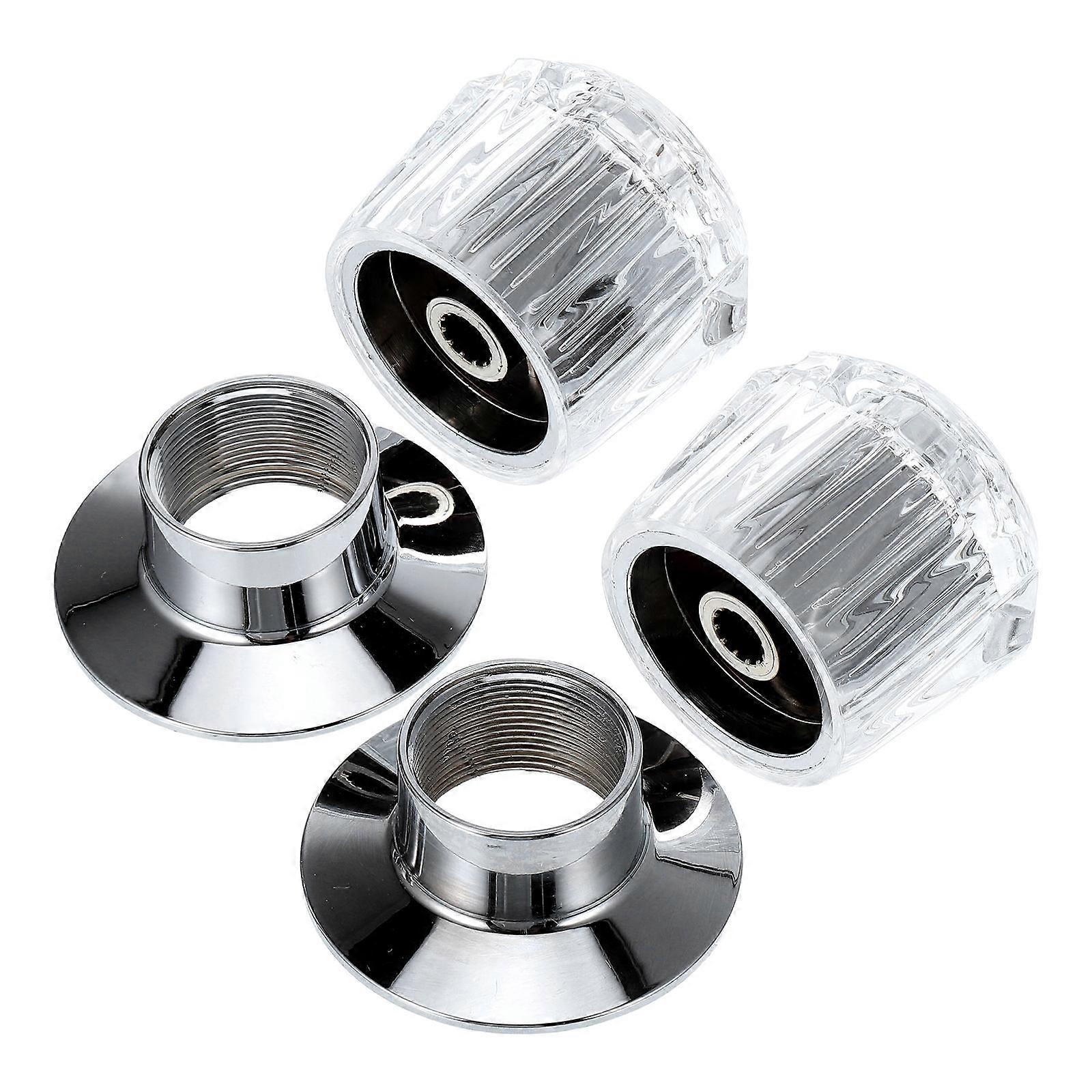 Clear Acrylic Water Tap Knobs Replacement Set – Transparent High Transparency Faucet Handles for Bathtub, Bathroom Sink, and Hot/Cold Faucets – Easy