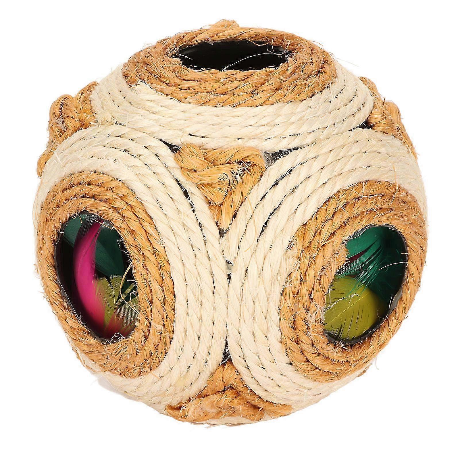 Interactive Scratch-Resistant Cat Toy Ball with Colorful Feathers for Cats