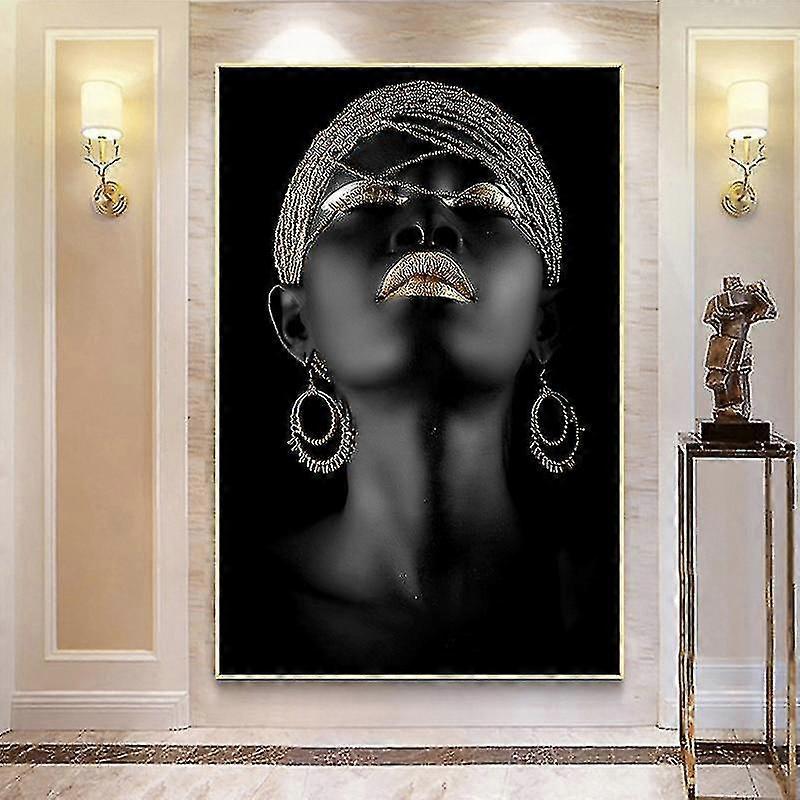 Moderni taide - kangasmaalaus, afrikkalainen musta nainen, julisteet ja grafiikat