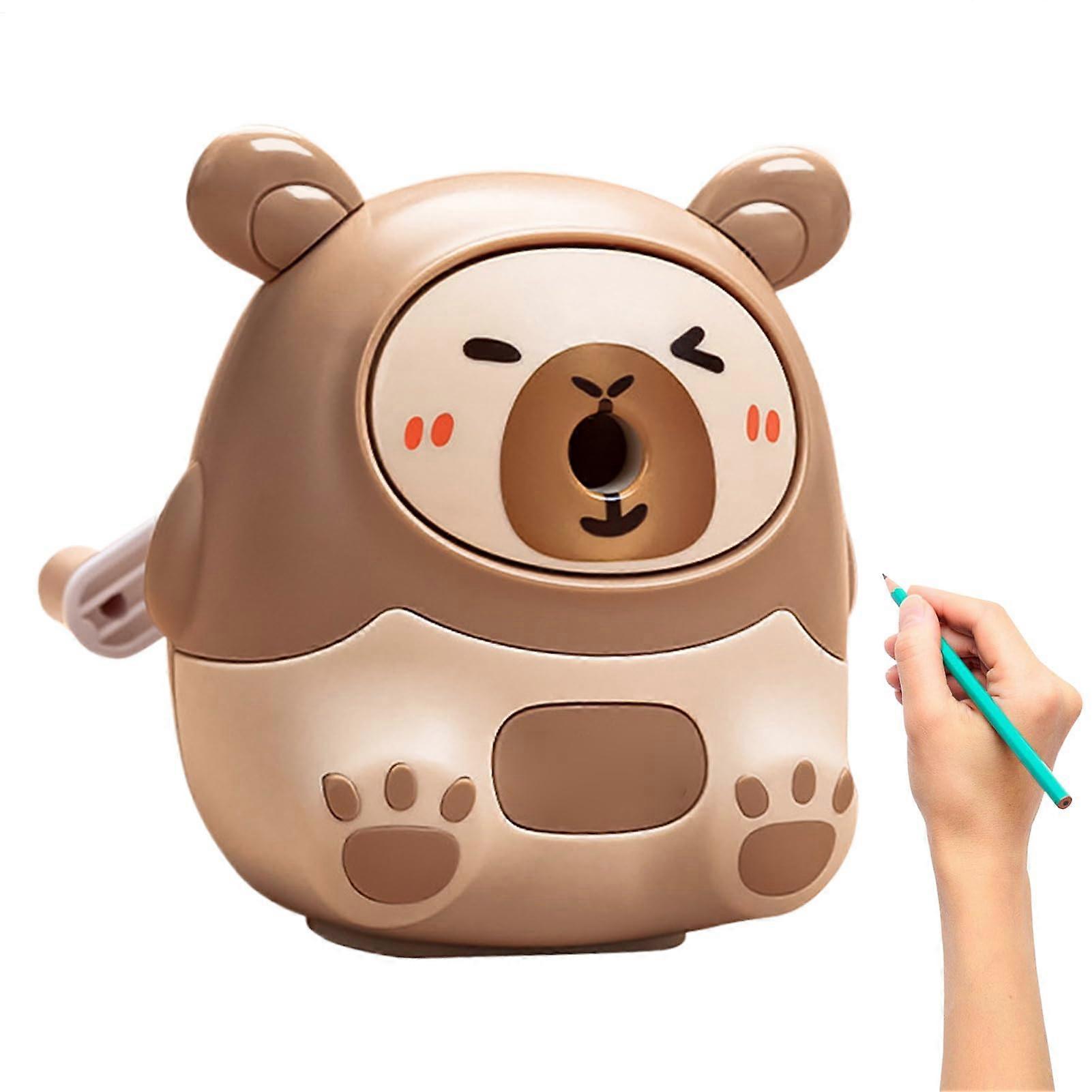 Cute Pencil Sharpener For Kids Capybara-Shaped Spinner Handheld Dark Brown Cartoon Sharpener For Arts And Drawing