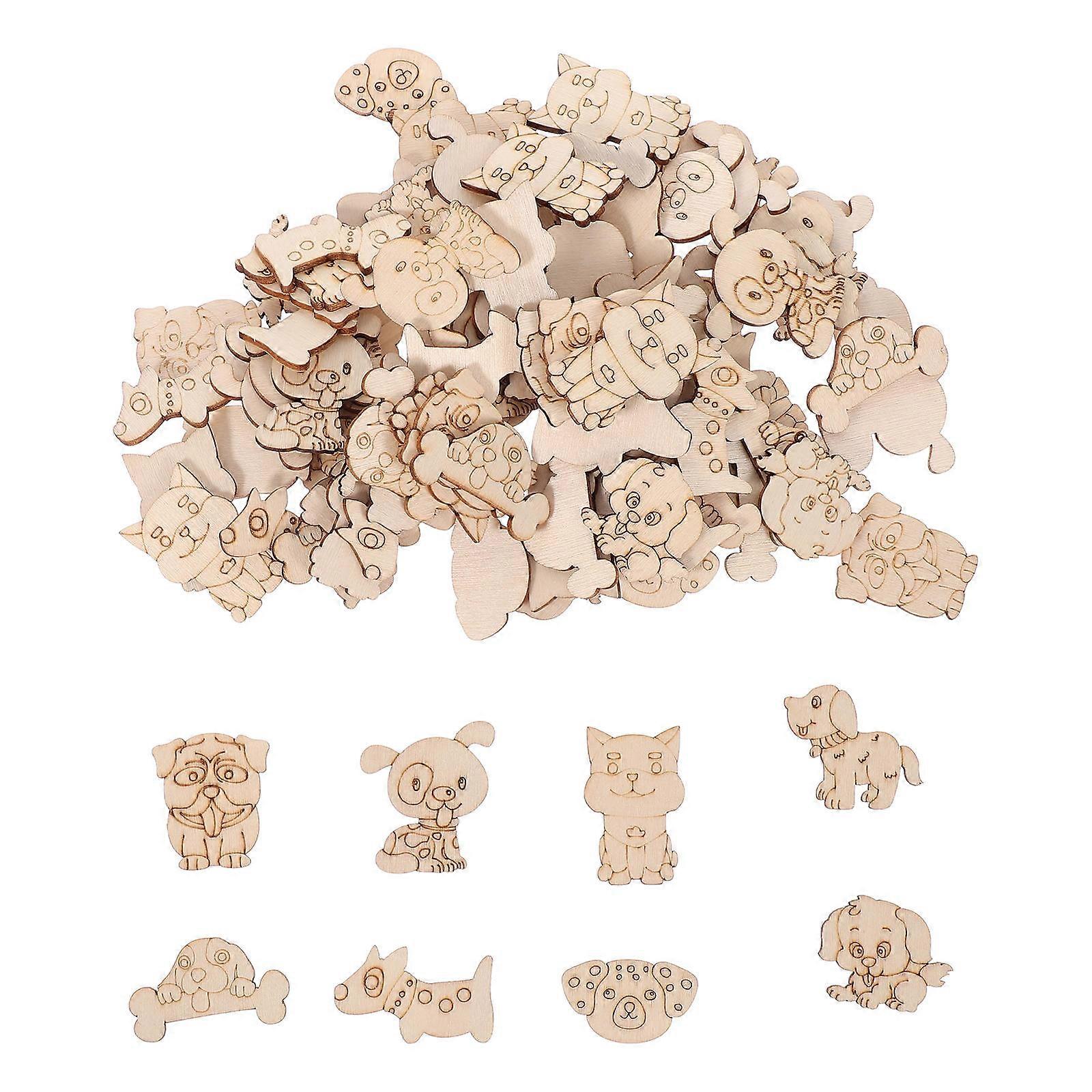 تلوين الحرف DIY اللوحة قواطع الخشب غير مكتملة للكتابة على الجدران 100 قطعة