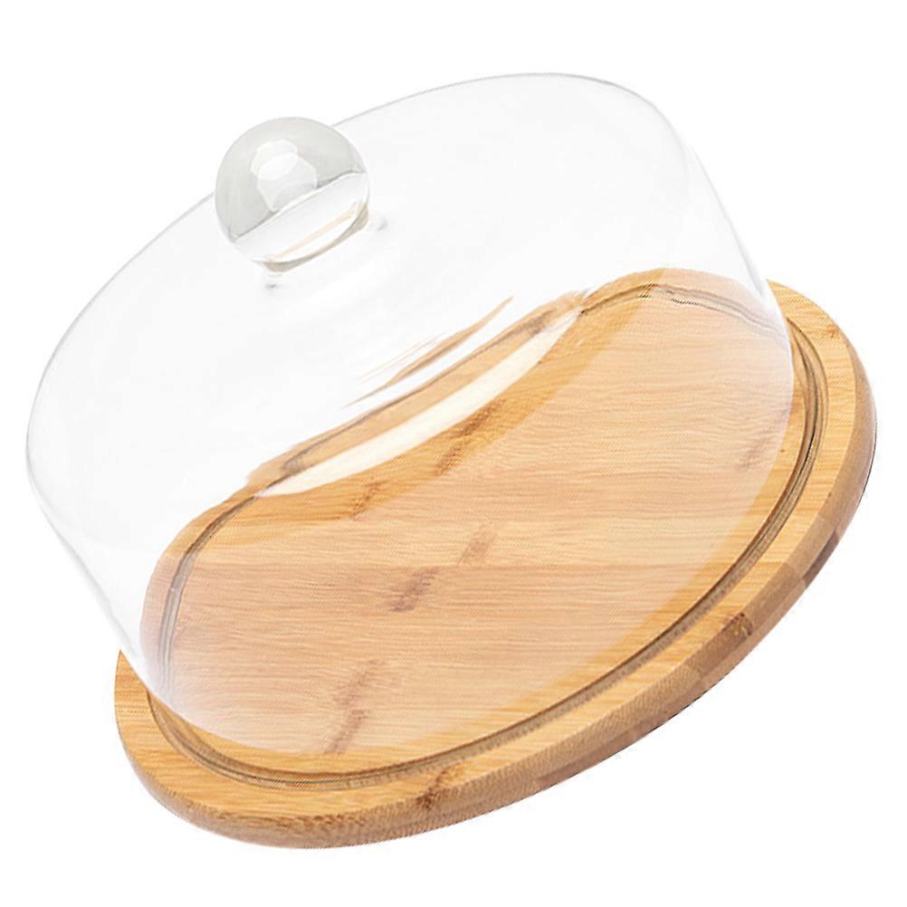 1 Pc Bread Plate Pastry Tray with Glass Cover for Convenient Snacking