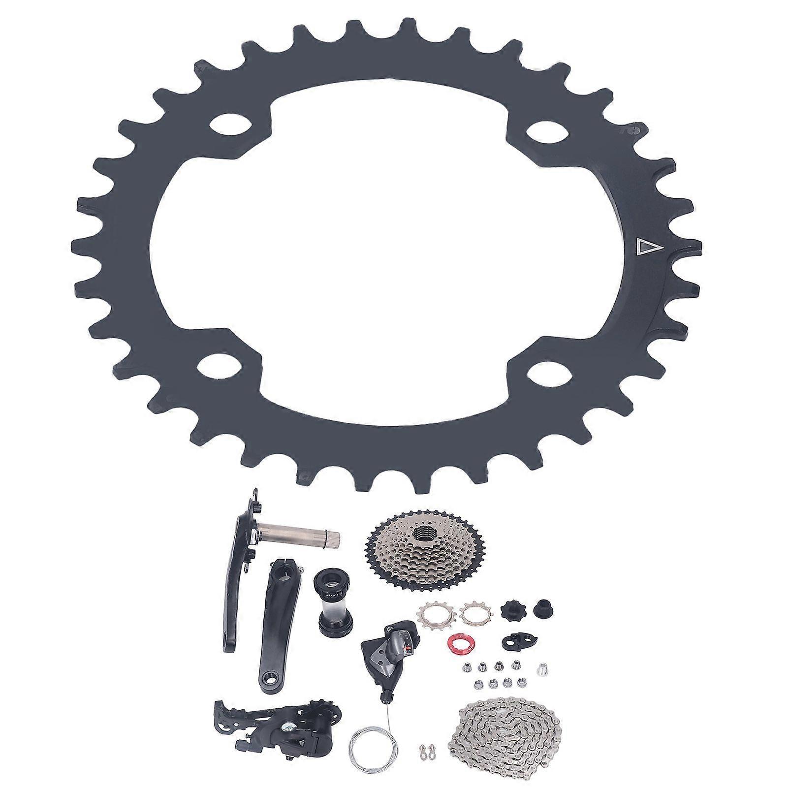10 Speed Bike Groupset 42T Flywheel Bike Shift Kit Crank Shifter Rear Derailleur Chain Set Chainring 34T YMQX)