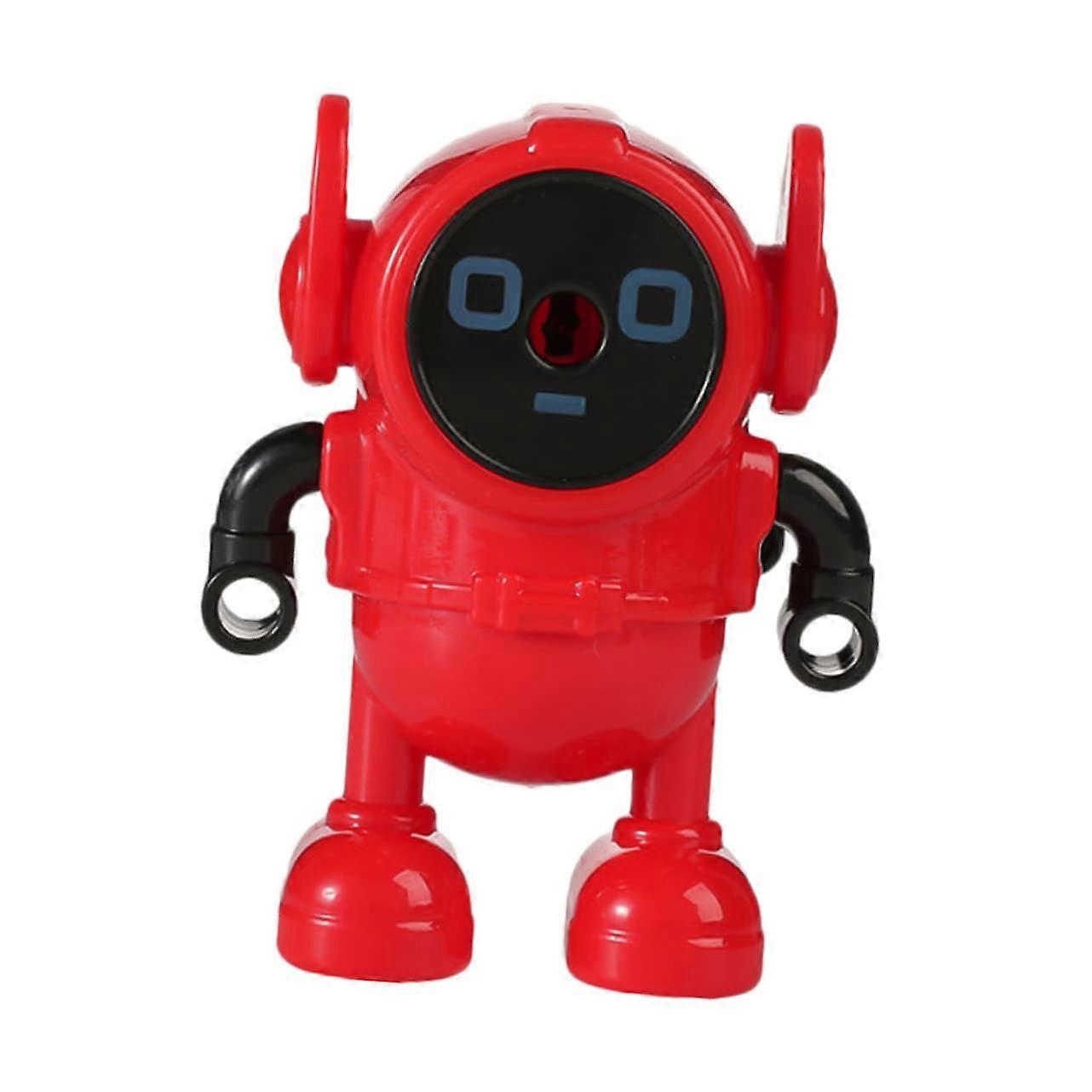 Charming Red Pencil Sharpener with Hand Crank Robot Design for Kids School Supplies, Durable and Fun for Classroom Use