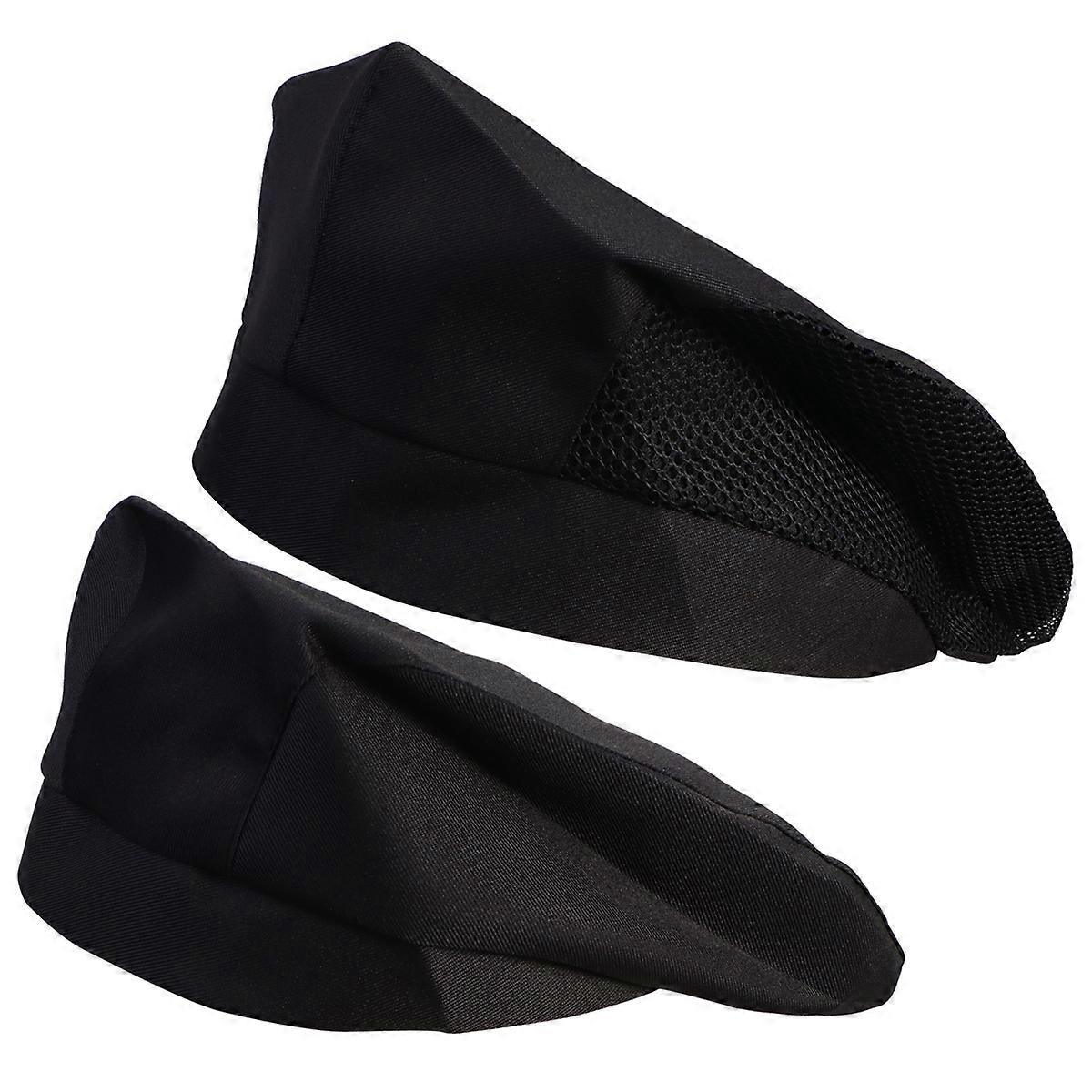 Kitchen Cap Working Beret for 2Pcs Comfortable Restaurant Chef Hat Black