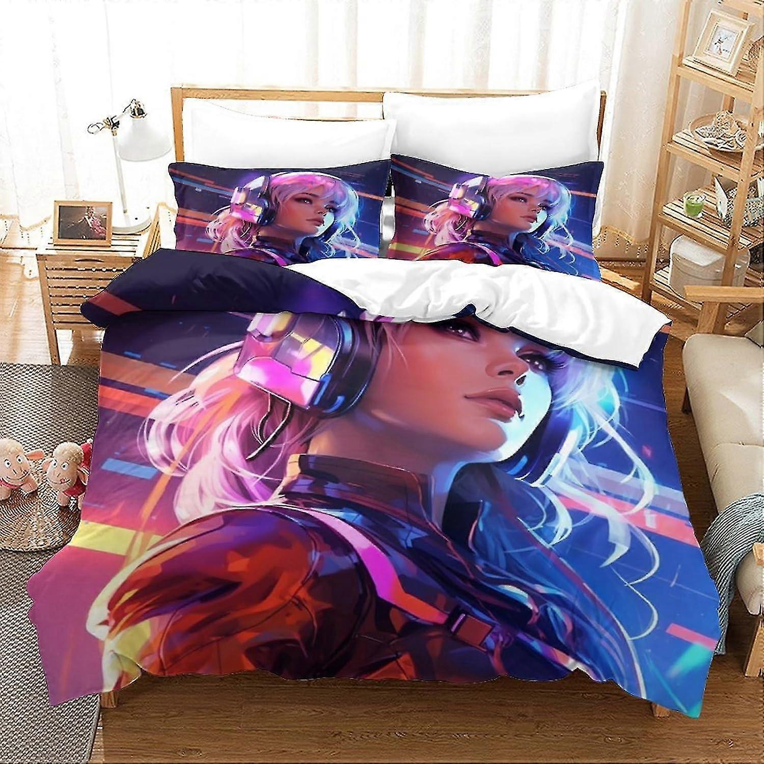 Conjunto de capa de edredom com tema espacial para crianças para quarto de adultos, conjunto de cama de microfibra macia de 3 peças