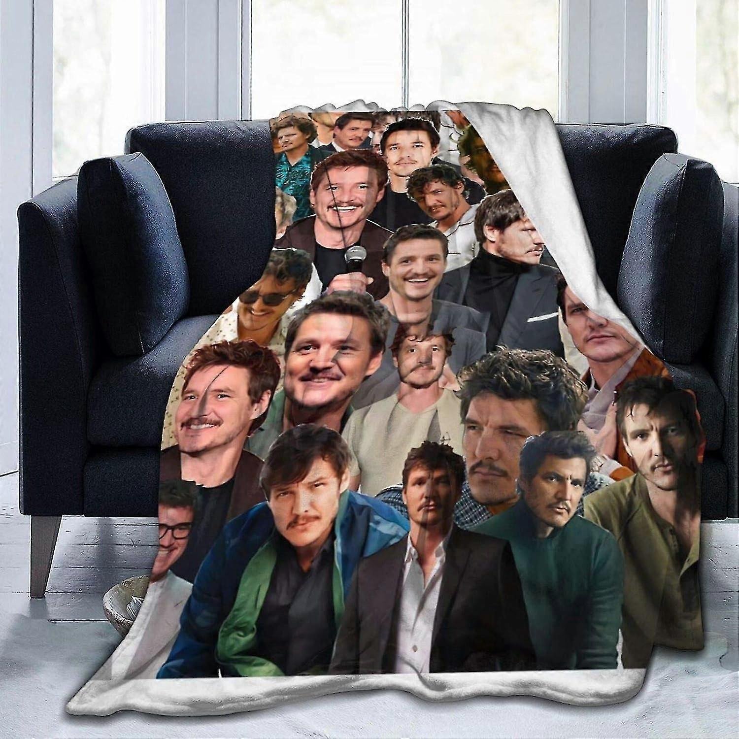 Pedro Pascal Photo Collage Soft and Comfortable Warm Fleece for Sofa,Office Bed car Camp Couch Cozy Plush Throw s Beach s