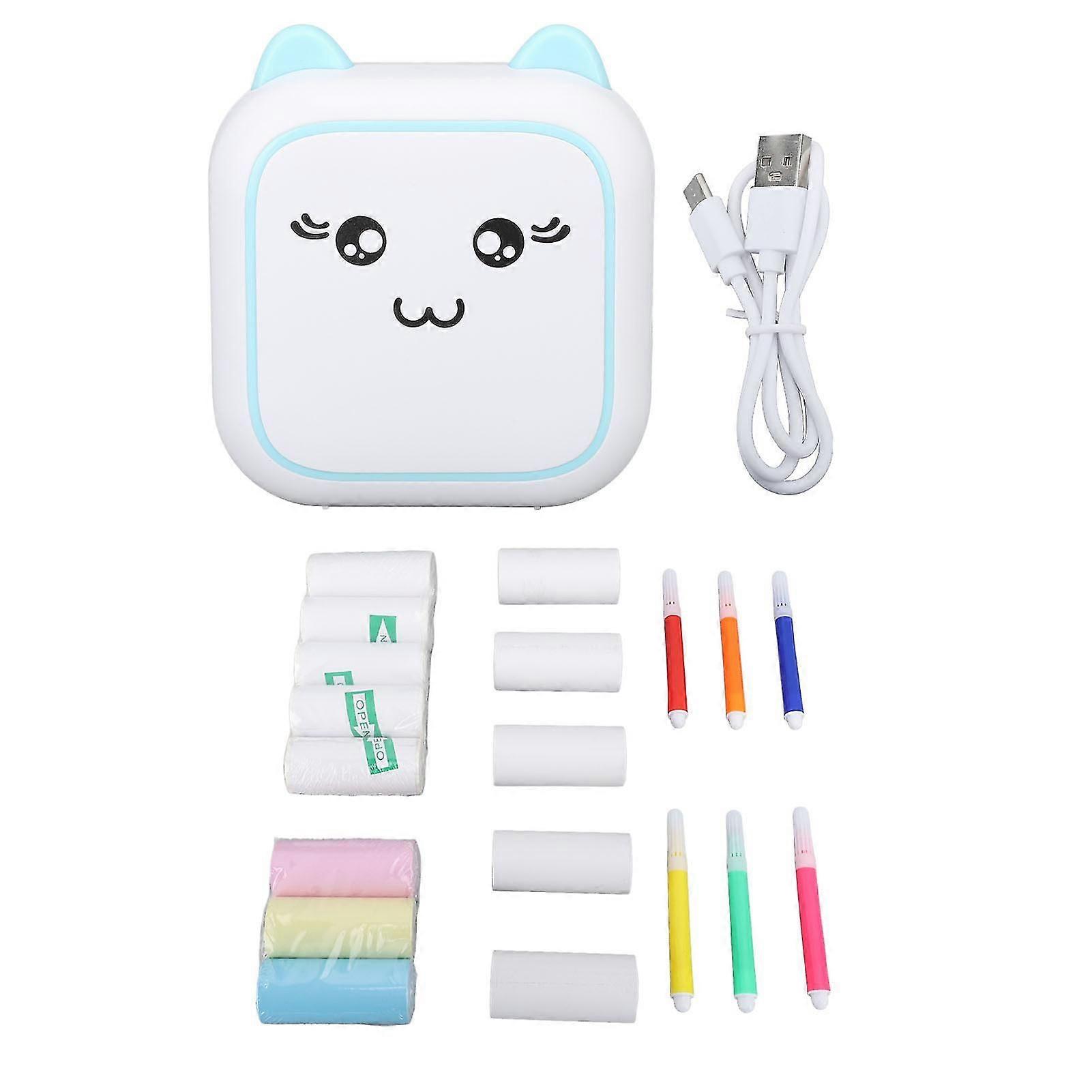 2024 Bluetooth Mini Pocket Printer Portable Thermal Printer with Printing Paper for Notes Journal Memo Photo Study Blue