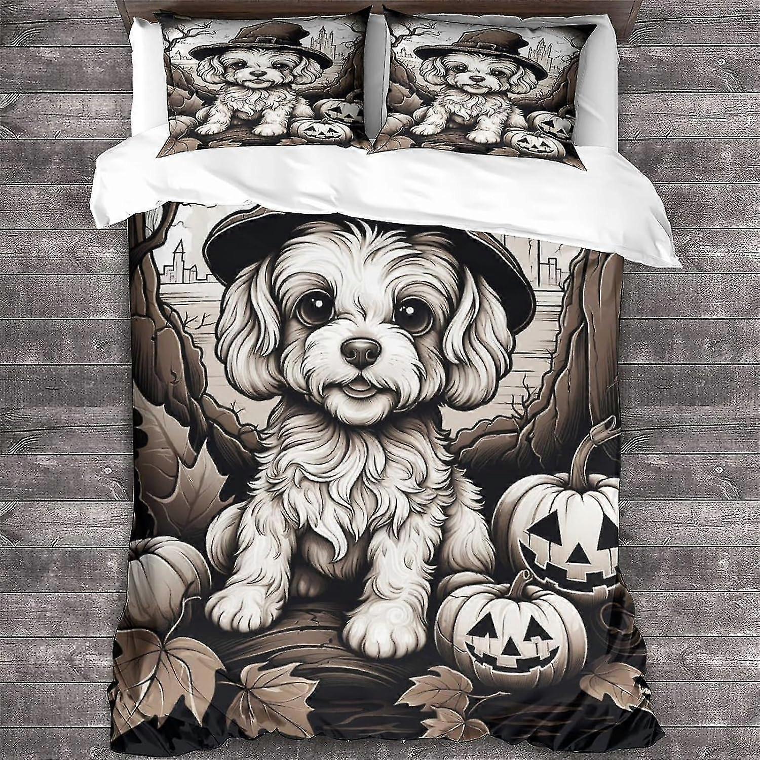 3D Animal Sängkläder Set med mikrofiber örngott och dragkedja stängning täcke fodral för King Size