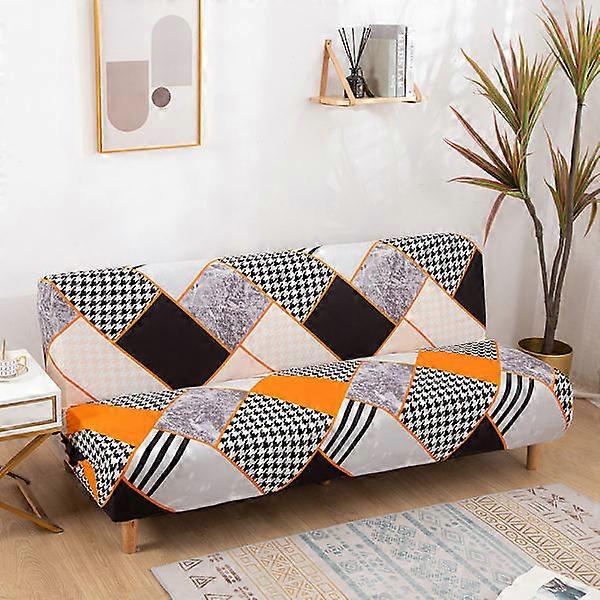 Geometric pattern sofa cover, 2-seater, armless, non-slip.