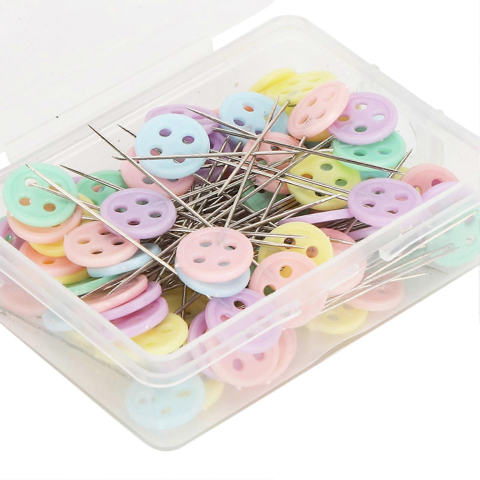 100pcs Button Butterfly Bow Tie Head Sewing Pins Flat Head Straight Quilting PinsButton