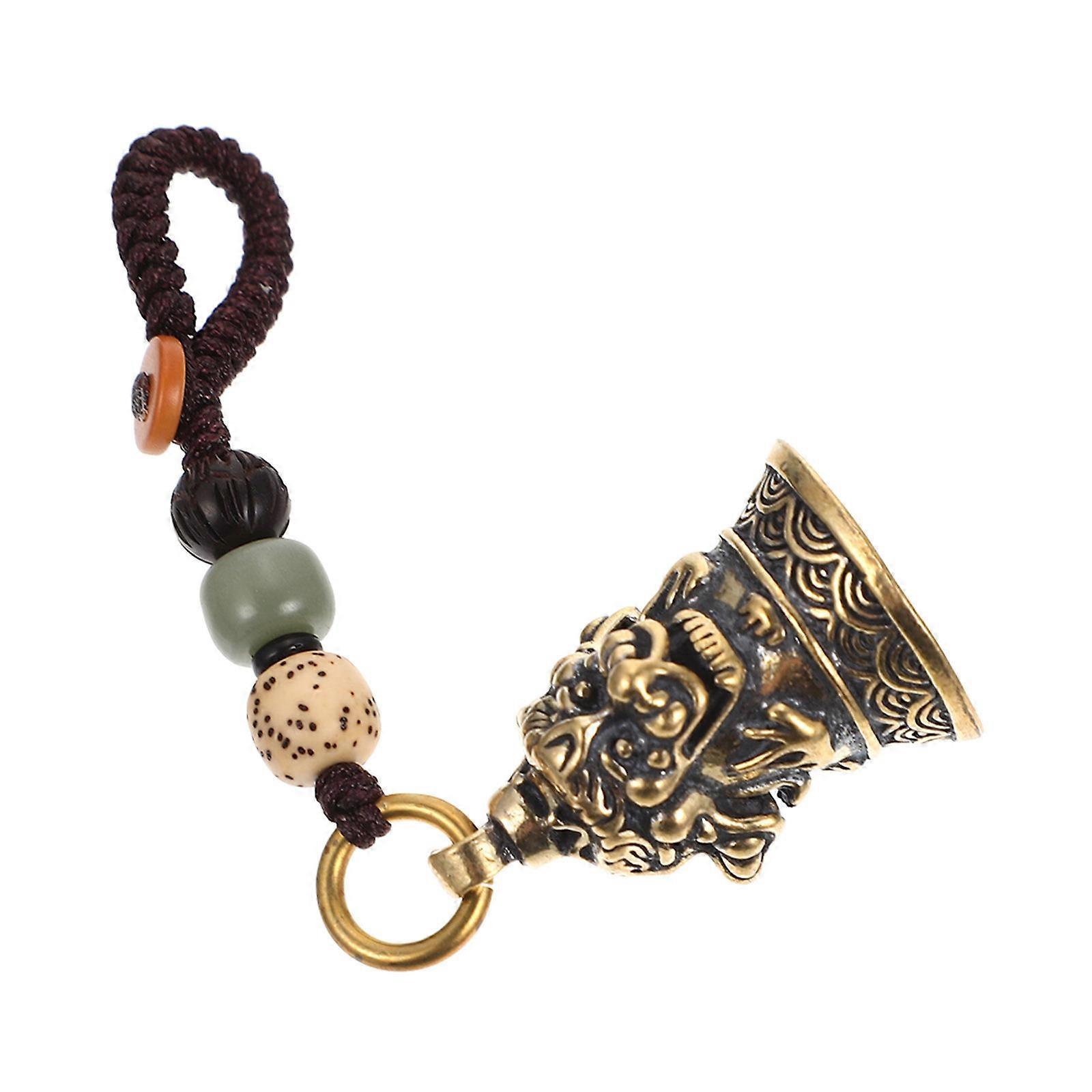 Retro Style Alloy Keyrings Diy Makers Bag Embellishment Desktop Decor Brass Bell Shape 3.7×1×1in 1Pack