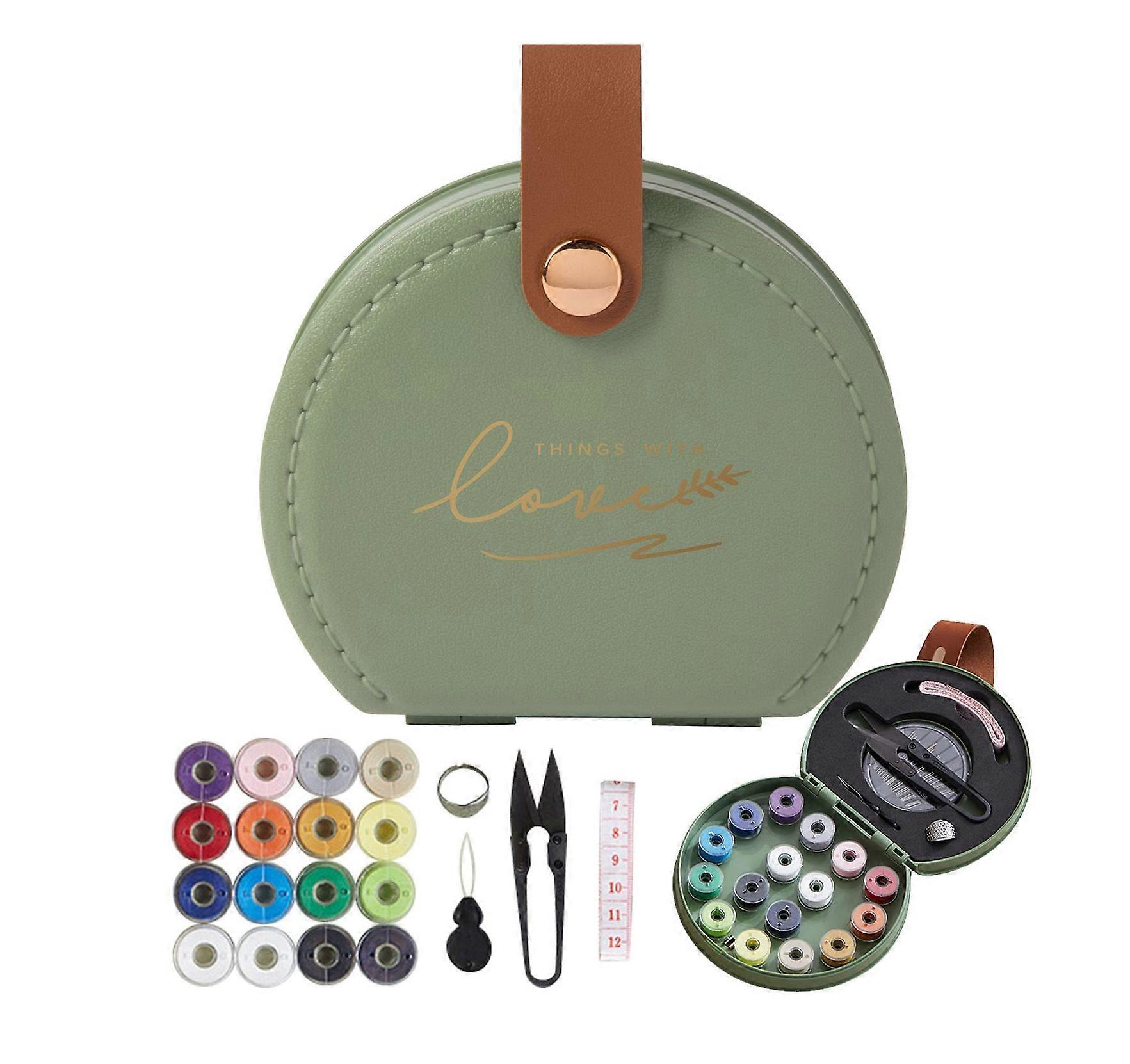 Mini Travel Sewing Kit with Needles & Thread, Portable Emergency Repair Set for Adults & Beginners, Green