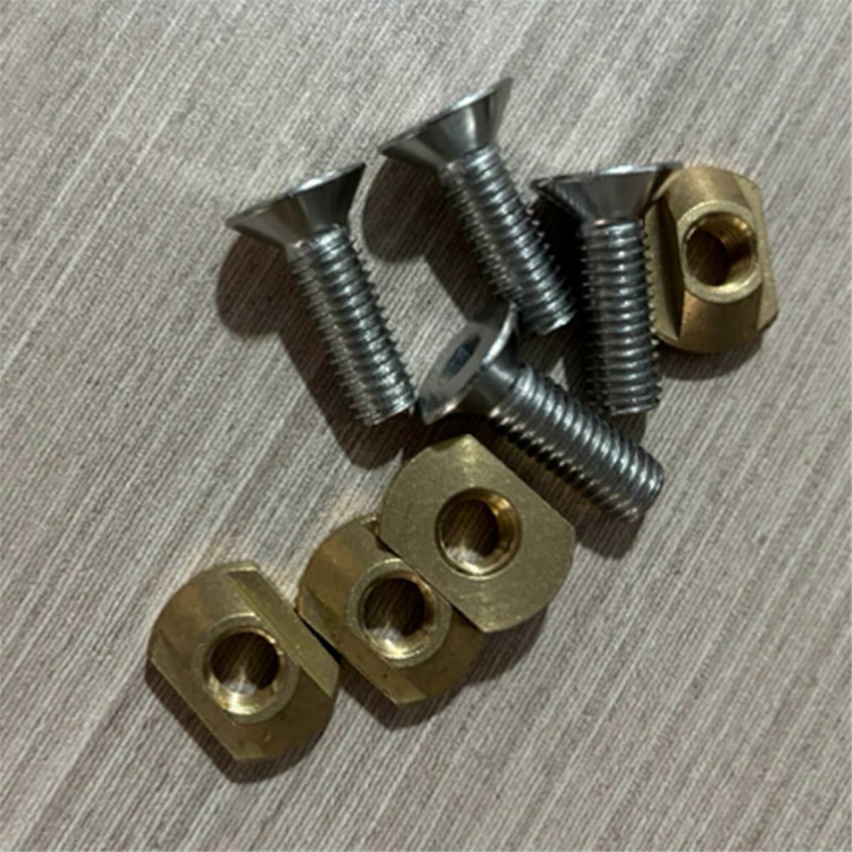 4Pcs M6 Hydrofoil Mounting Brass T-Nuts Surfing Accessories Gold