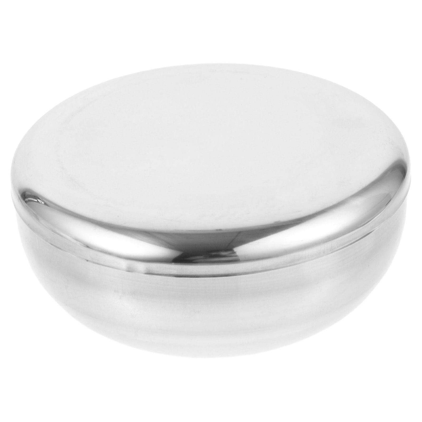 كوب صابون حلاقة من الفولاذ المقاوم للصدأ للرجال وعاء كوب حلاقة لامع (فضي)