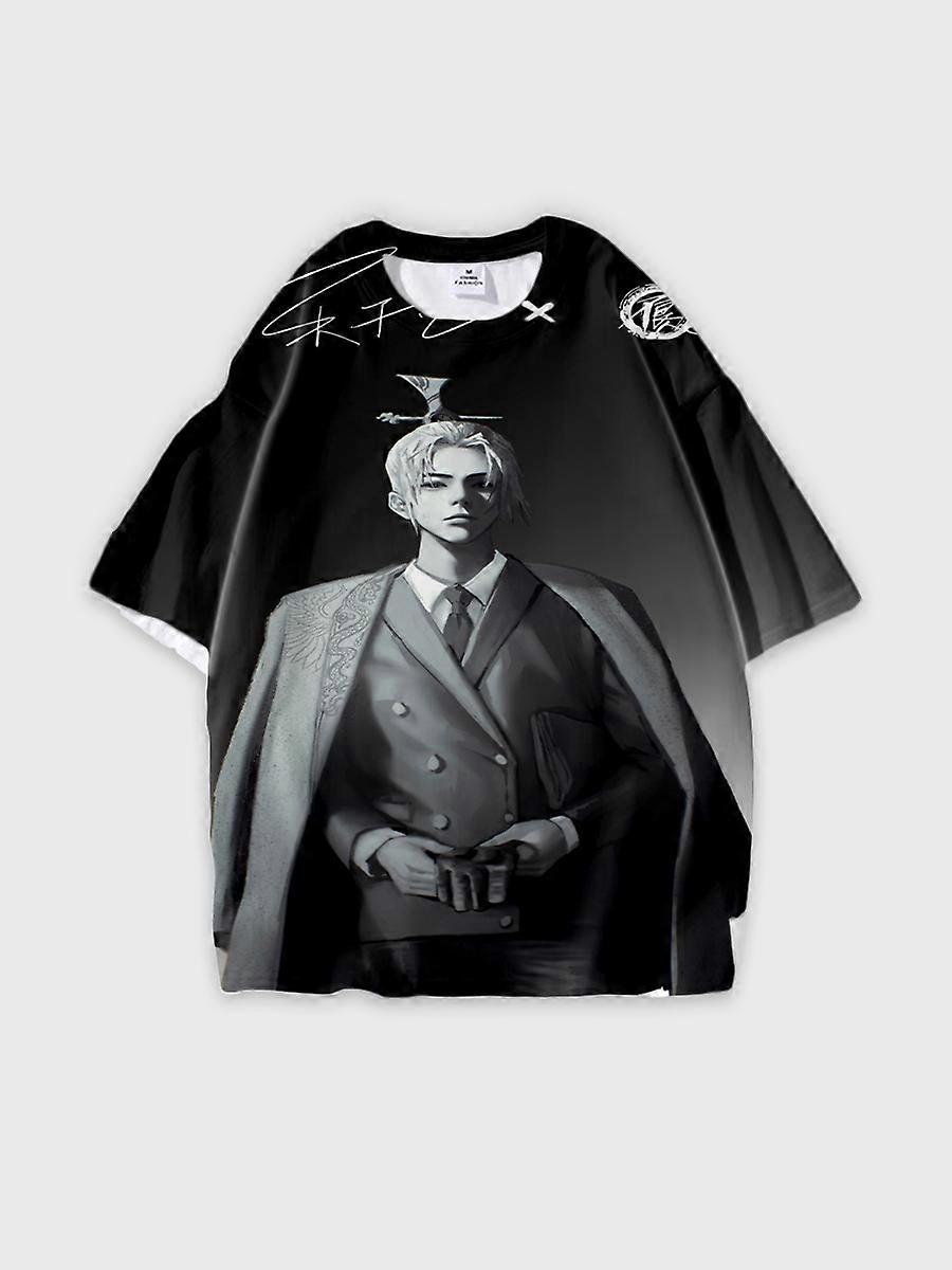 T-shirt round neck Character Pattern loose short sleeve P3469