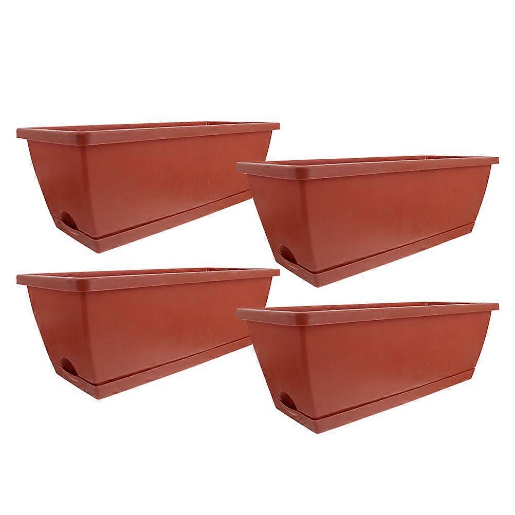 Large Rectangular Plastic Vegetable Planters with Saucers – Lightweight Portable Troughs for Indoor/Outdoor Gardening – Ideal for Herbs, Succulents,