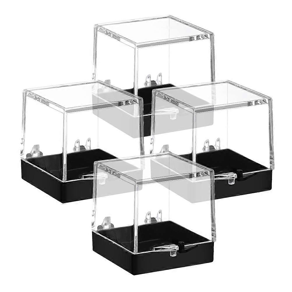 Transparent Mineral Specimen Box for Home Strong Plastic Display Case with 4pcs Easy to Store and Organize 4.5x3.3x2.8 inches