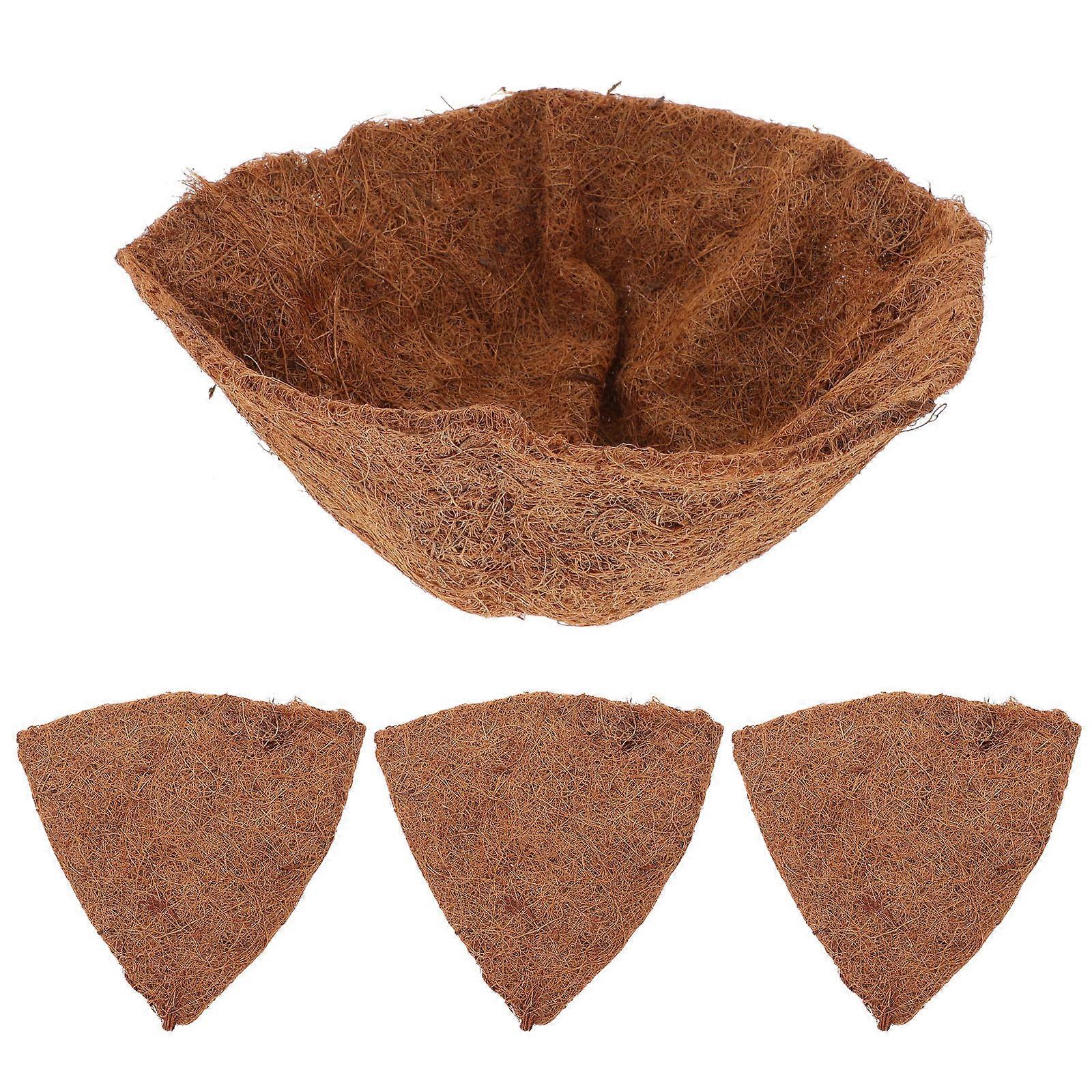 Coconut Fiber Planter Liner for Flower Pot Durability Porch Coffee Color 27.00X27.00X17.00CM 4Set