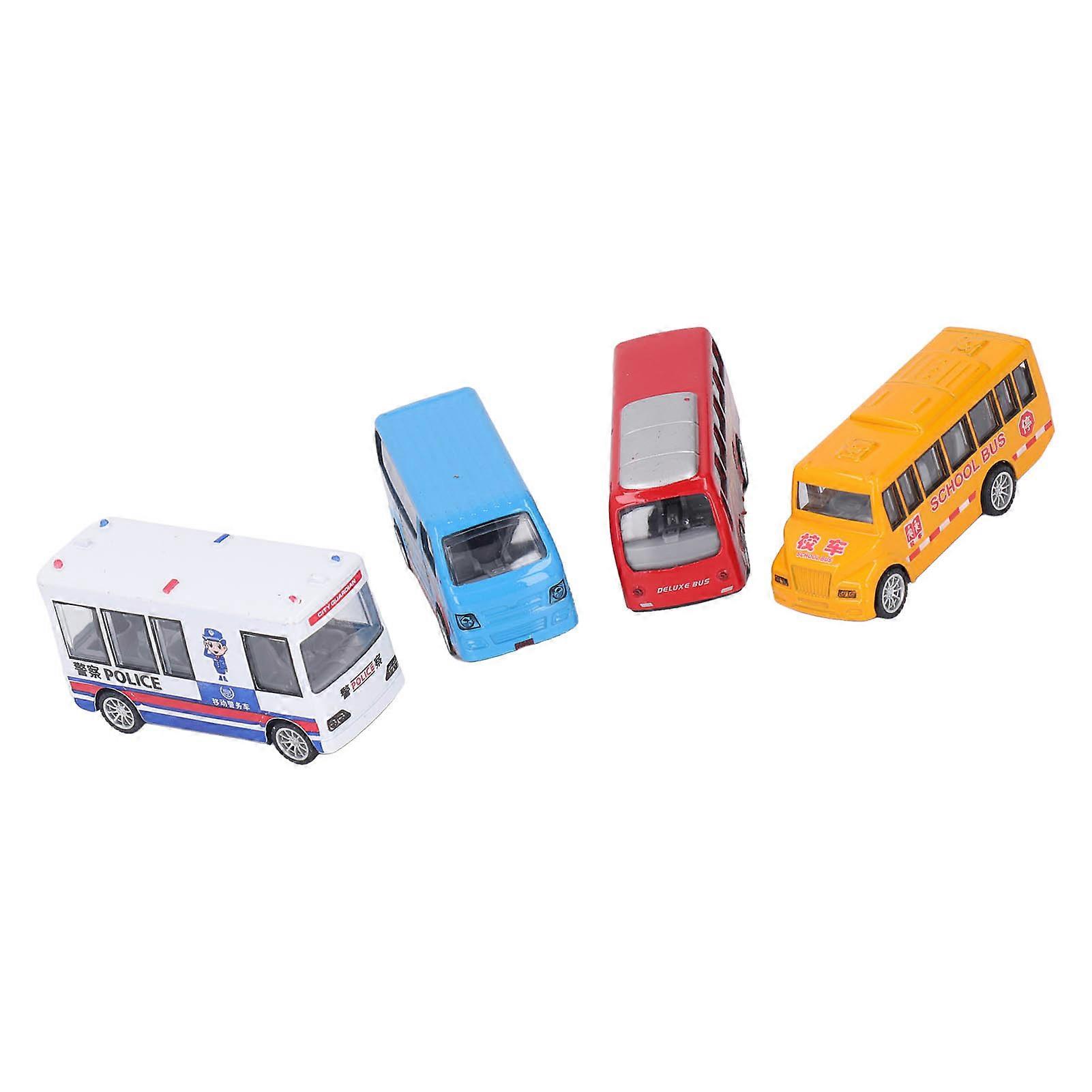 4pcs Die Cast Alloy Bus Model Set Kid Simulated Exquisite Funny Pull Back Car Vehicle Toy Decoration Type A 