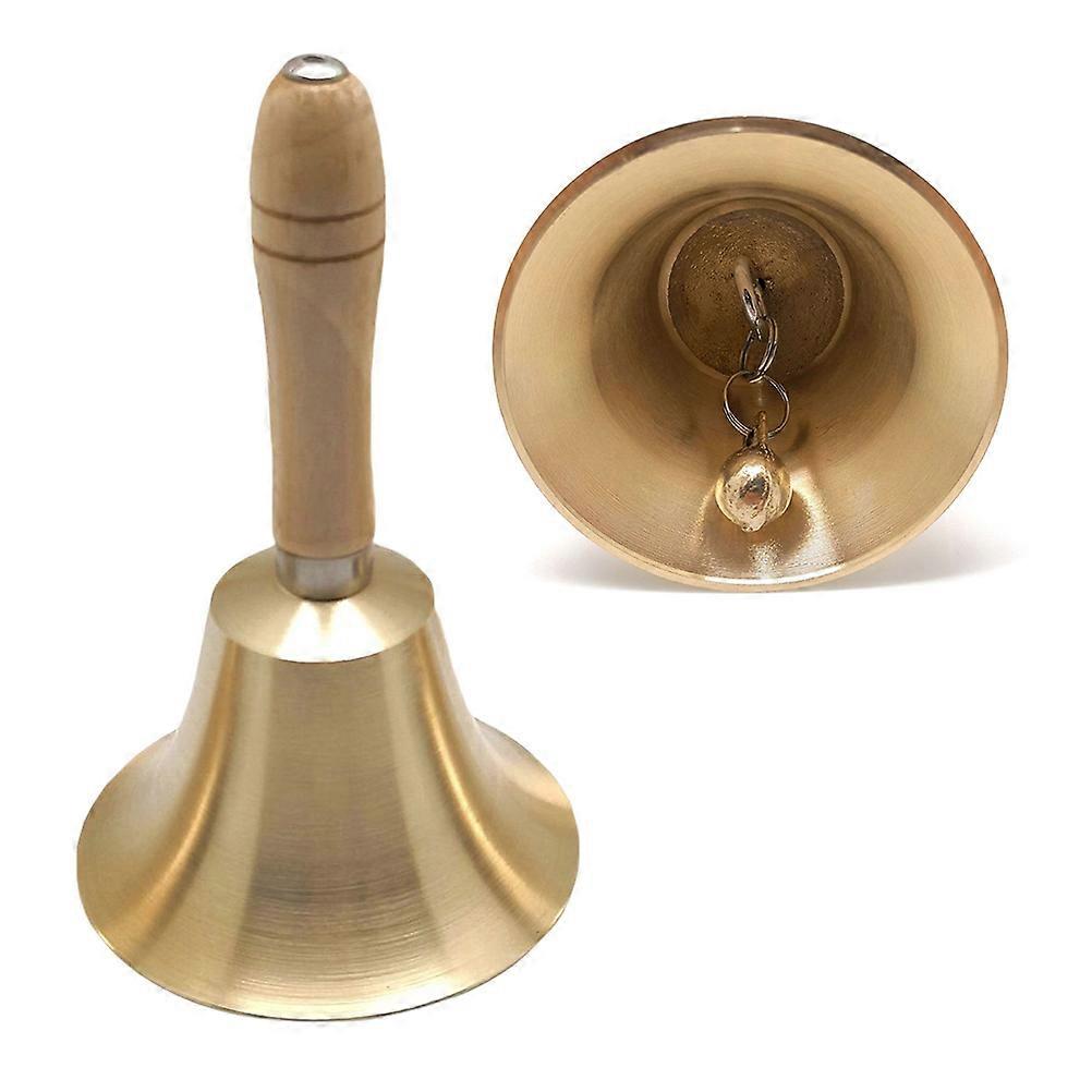 Golden Copper Christmas Hand Bell for Party Use with Ergonomic Handle and Polished Finish 11 cm in Diameter