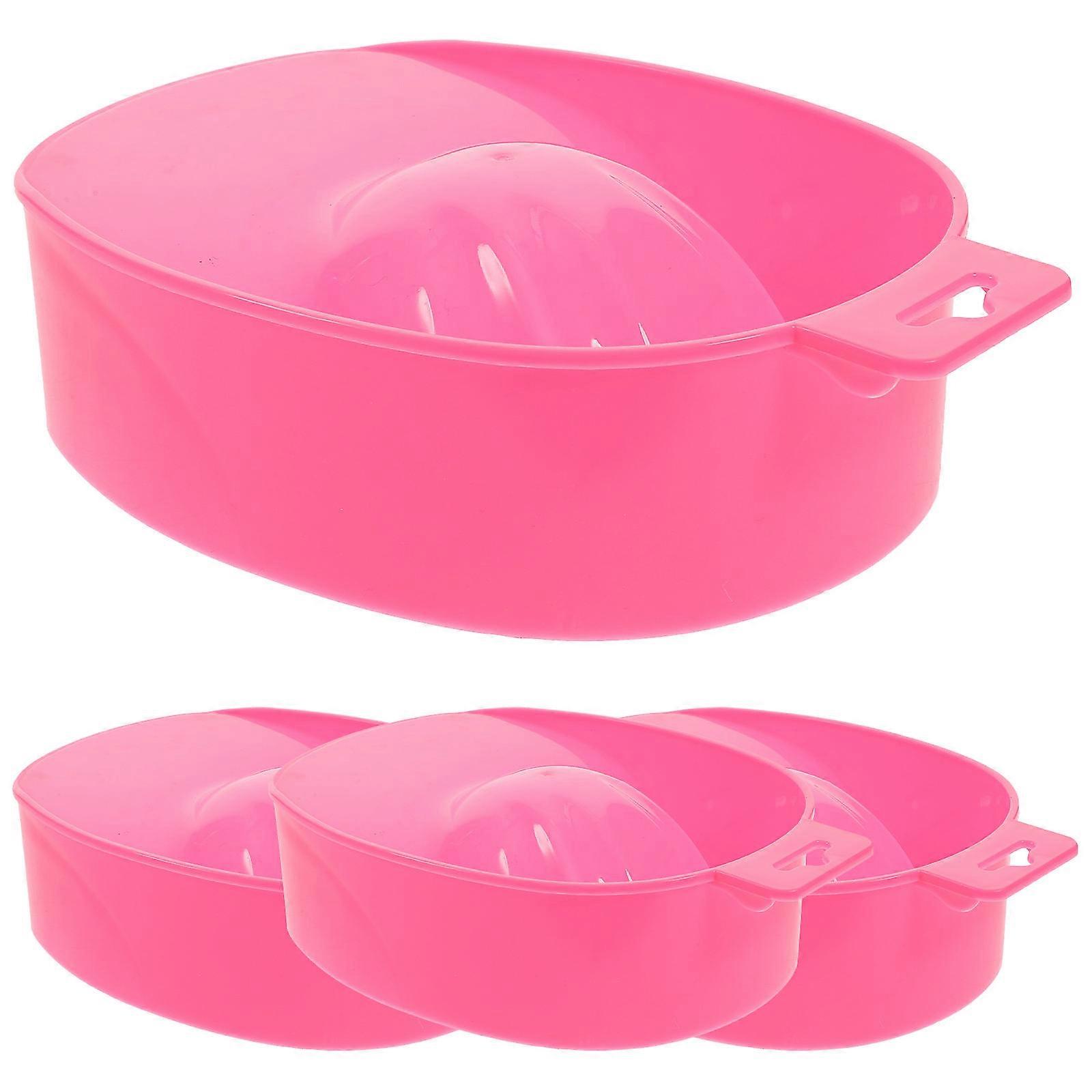 4 Pcs Pink Single-layer Soaking Bowl for Nail Removal Made of Durable Synthetic Material Ideal for