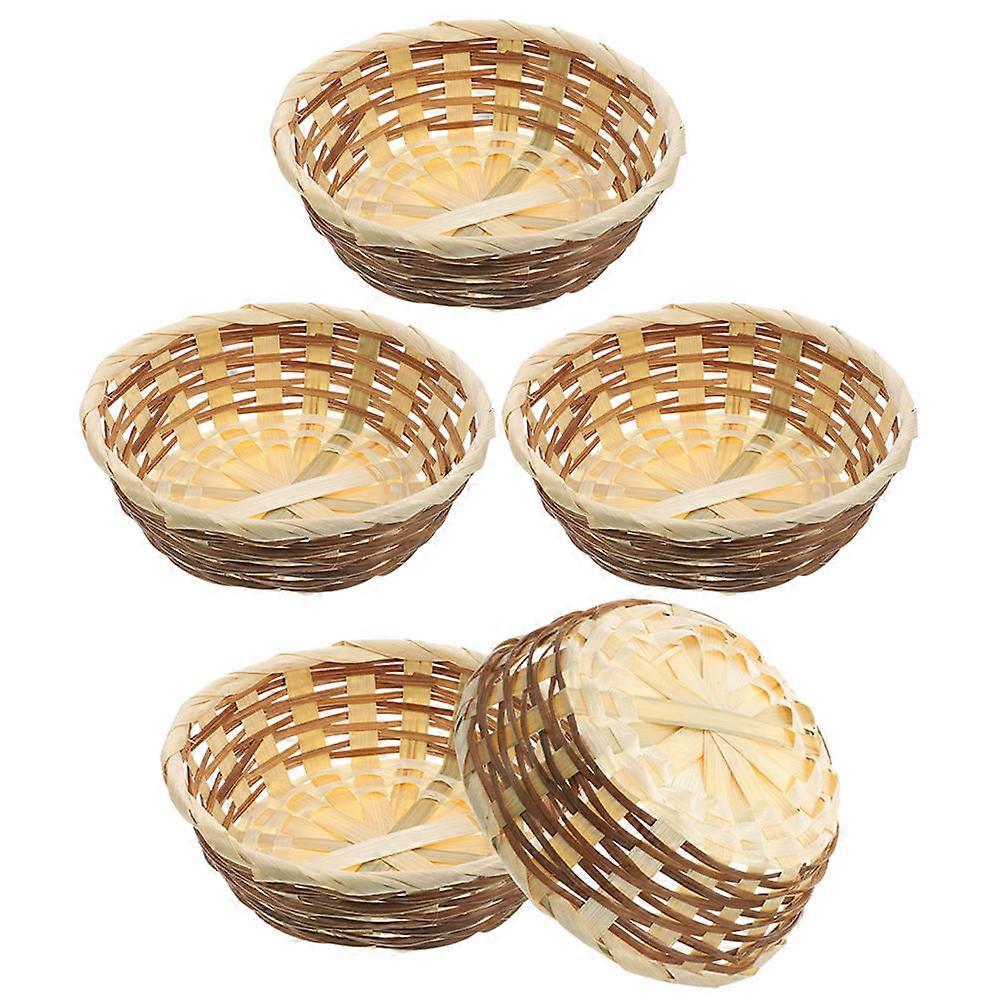 5pcs Bamboo Baskets for Bread Fruit Eggs and Household Storage