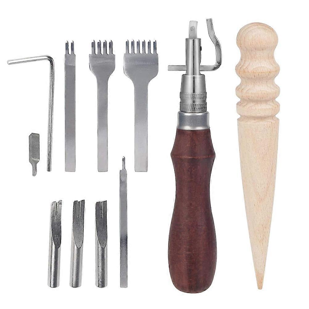 Leatherworking Starters Kit With 11 DIY Tools For Handmade Crafts Assorted Color Practical Usage