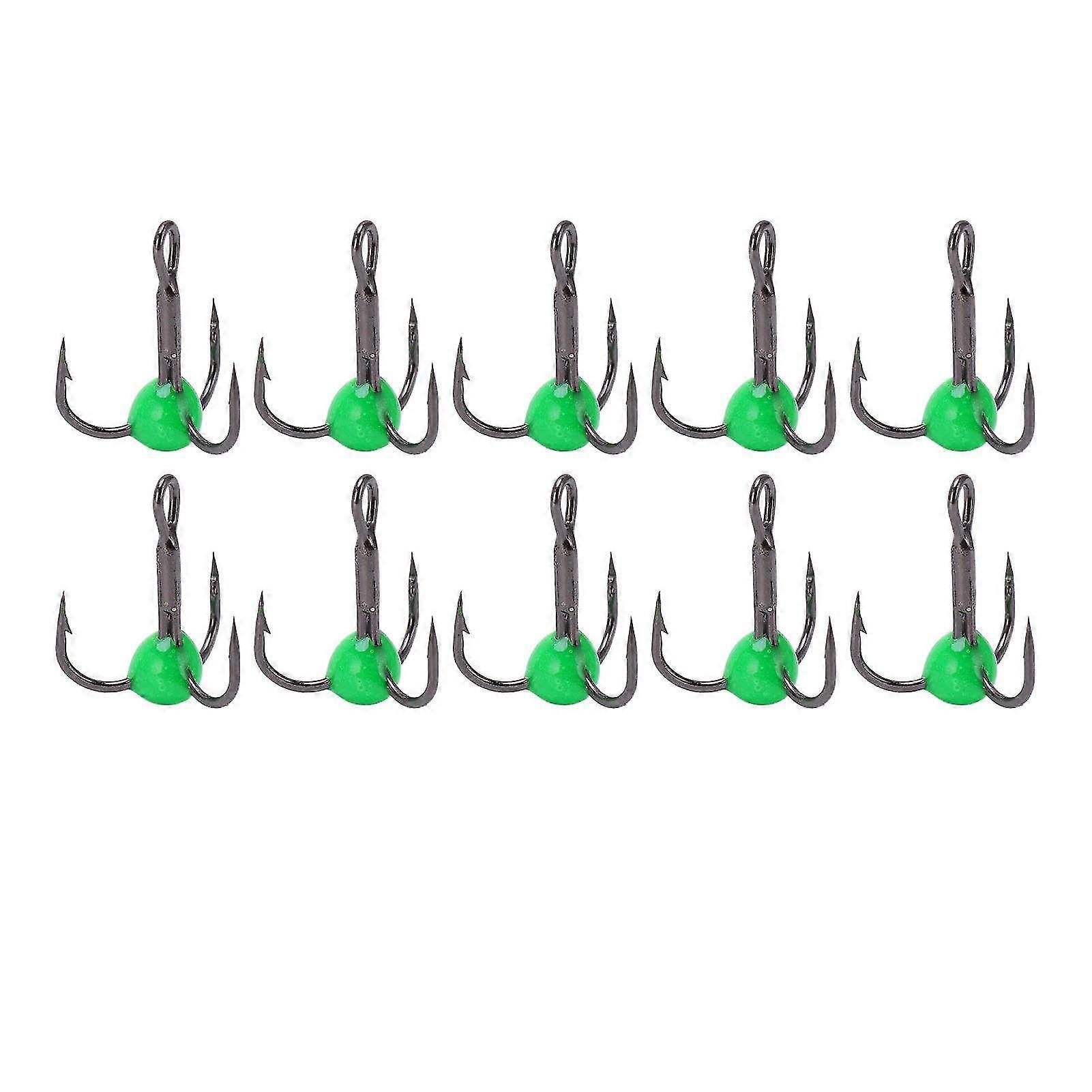 10pcs High Carbon Steel Fishing Treble Hooks Set - Corrosion Resistant Lure Hooks with Color Drill Design for Angling Adventures
